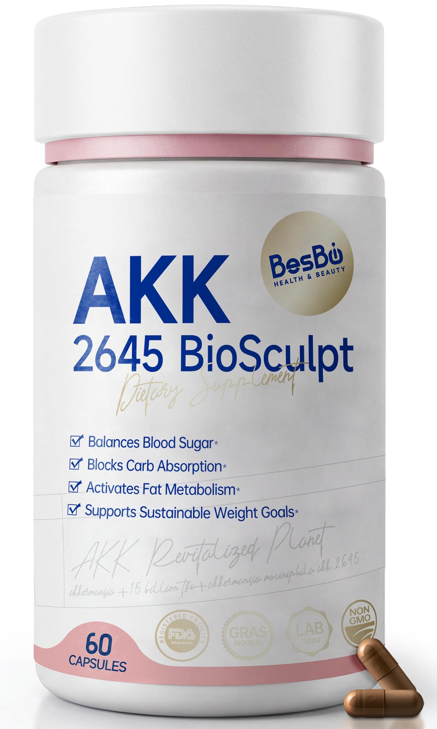 Besbio Metabolic Support Probiotic & Botanical Blend with White Kidney Bean, Green Coffee Bean Extract & PQQ, 60 Capsules