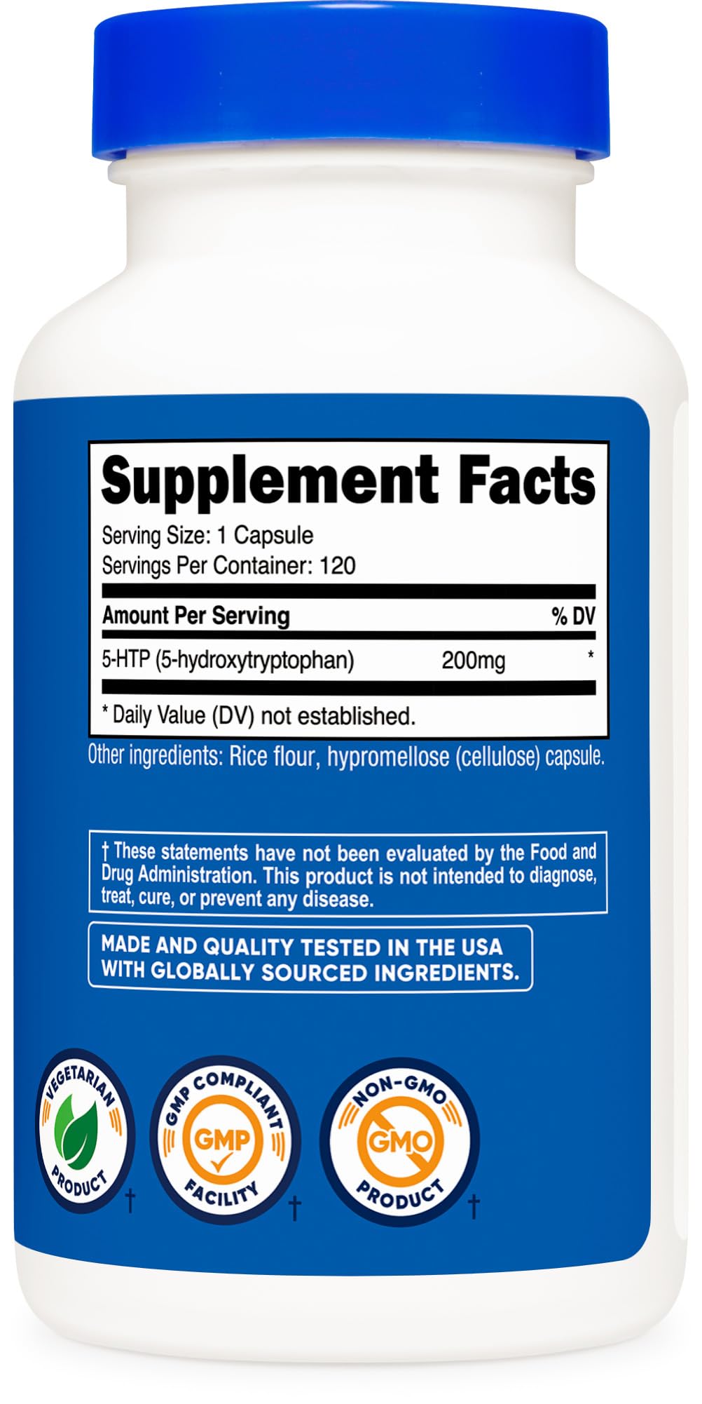 Nutricost 5-HTP 200mg Capsules, 120 Count