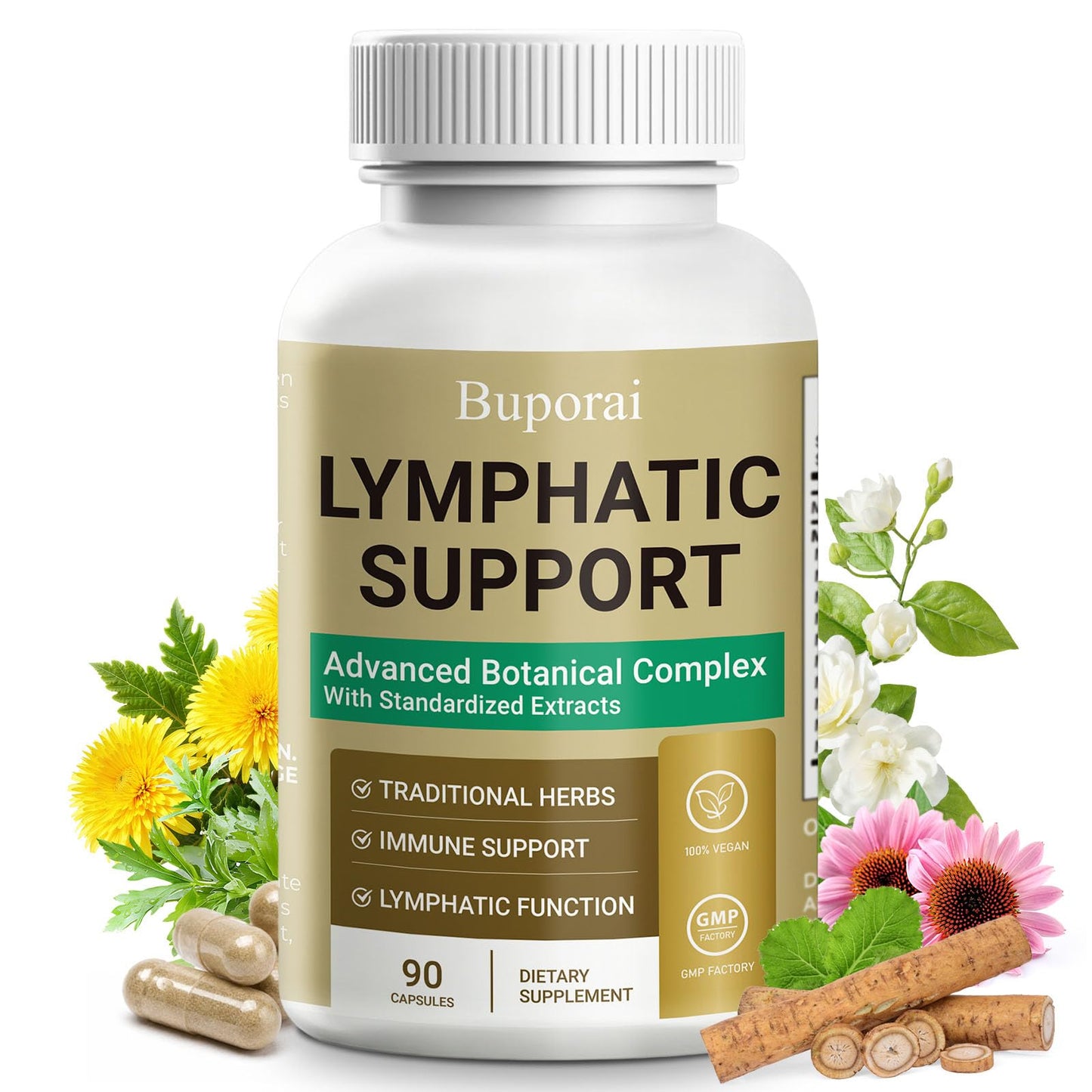 Buporai Lymphatic Support Capsules, 90 Count
