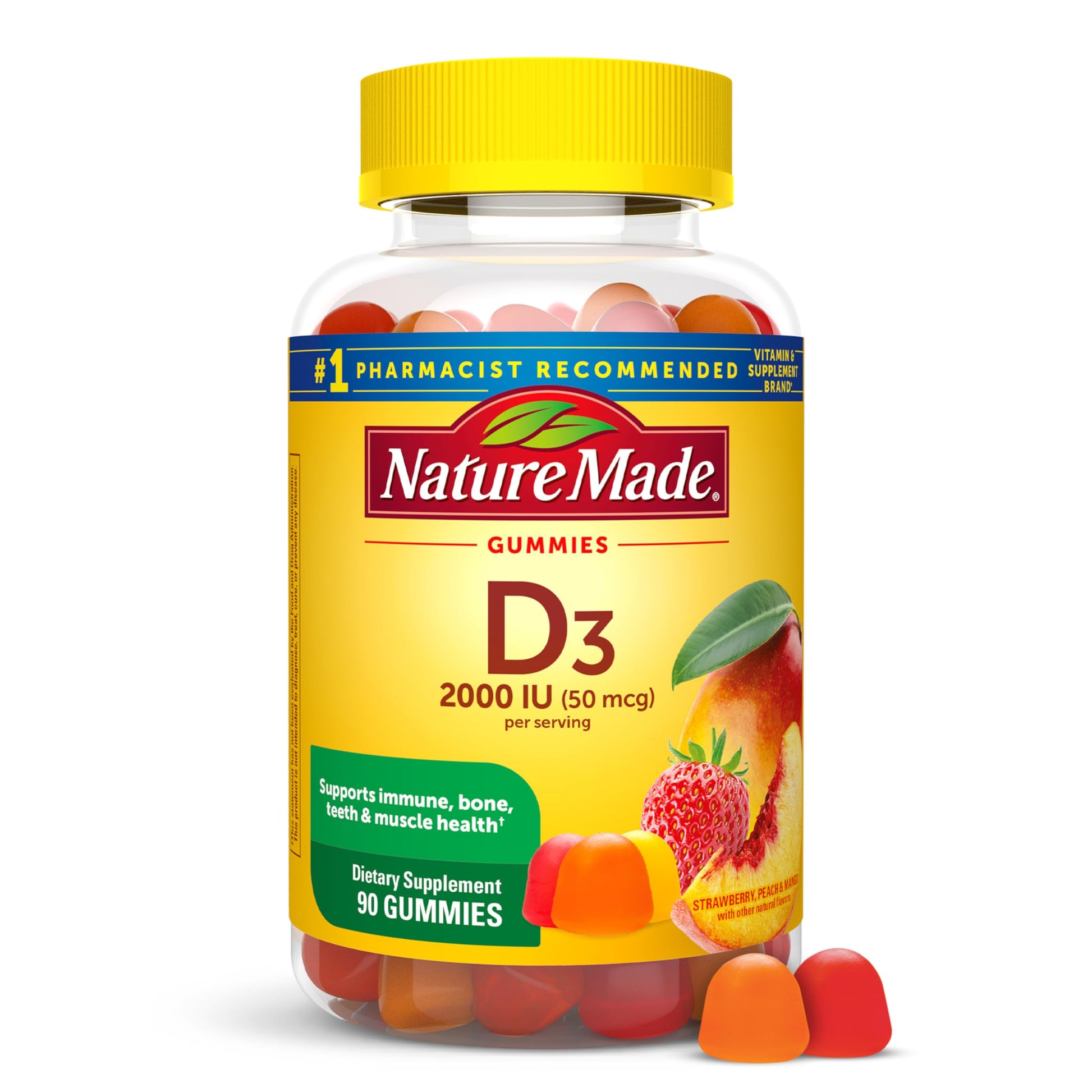 Nature Made Vitamin D3 2000 IU Gummies, 90 Count
