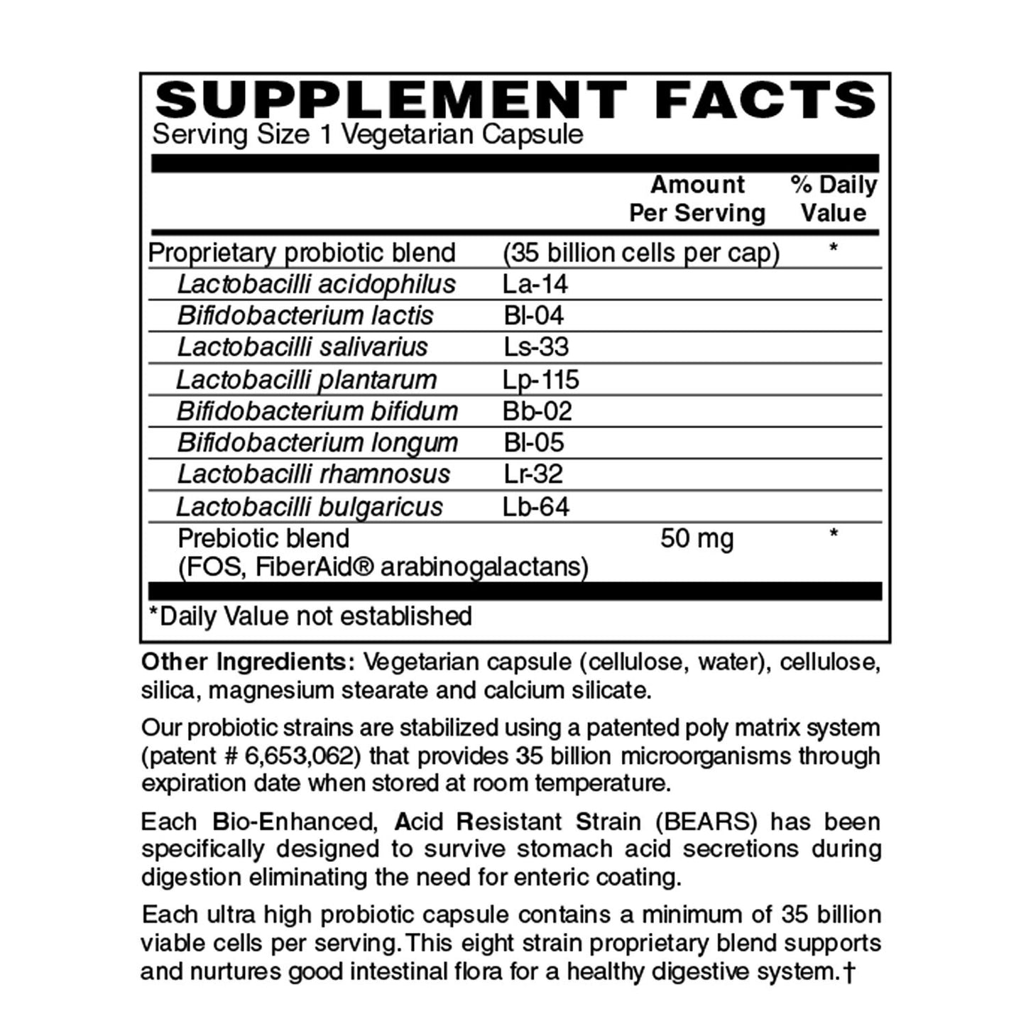 Holly Hill Health Foods 35 Billion Probiotic Capsules, 60 Count