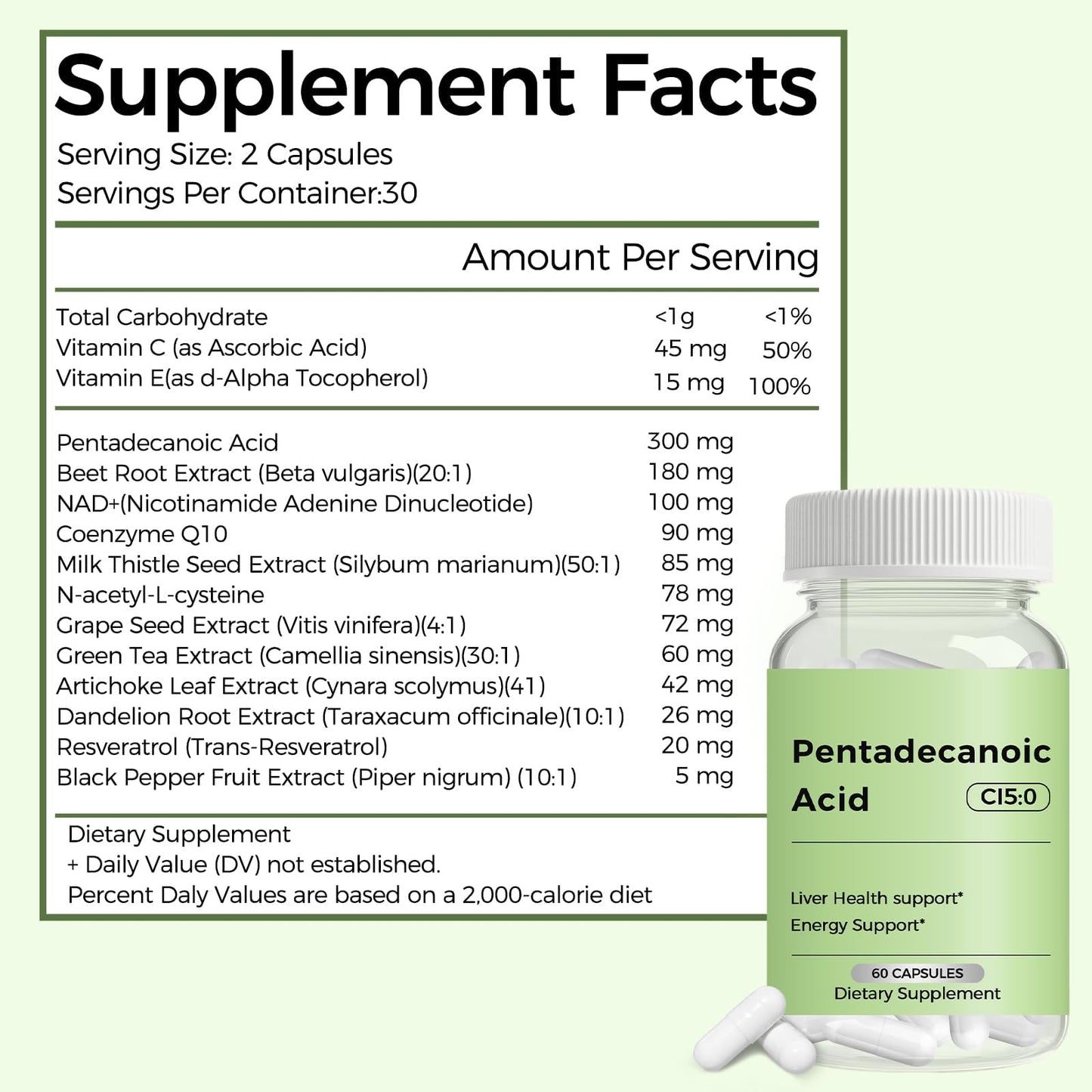 Engtozl Pentadecanoic Acid C15:0 Supplement Capsule, 60 Count
