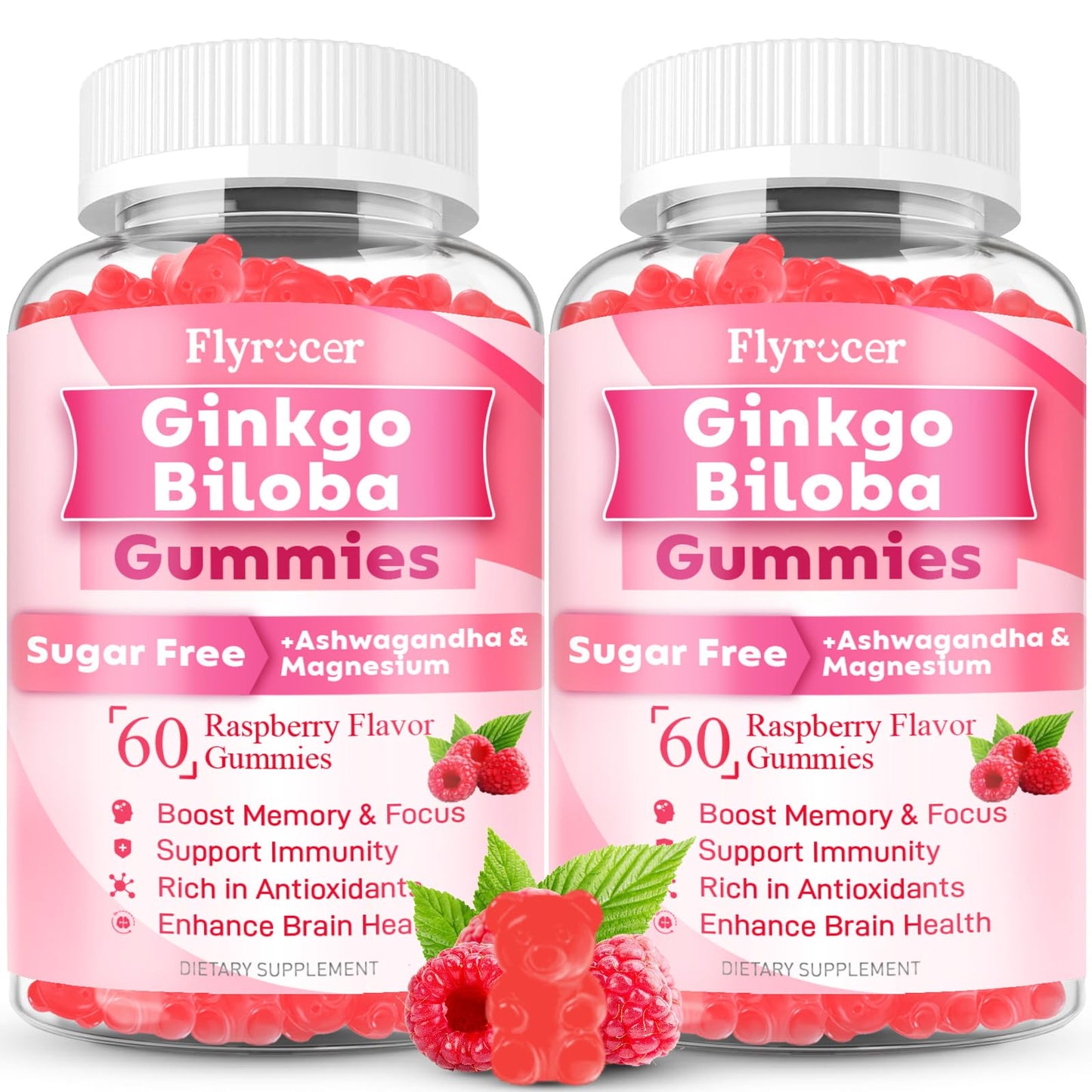 Flyrocer Ginkgo Biloba Gummies for Adults & Kids, 120 Count
