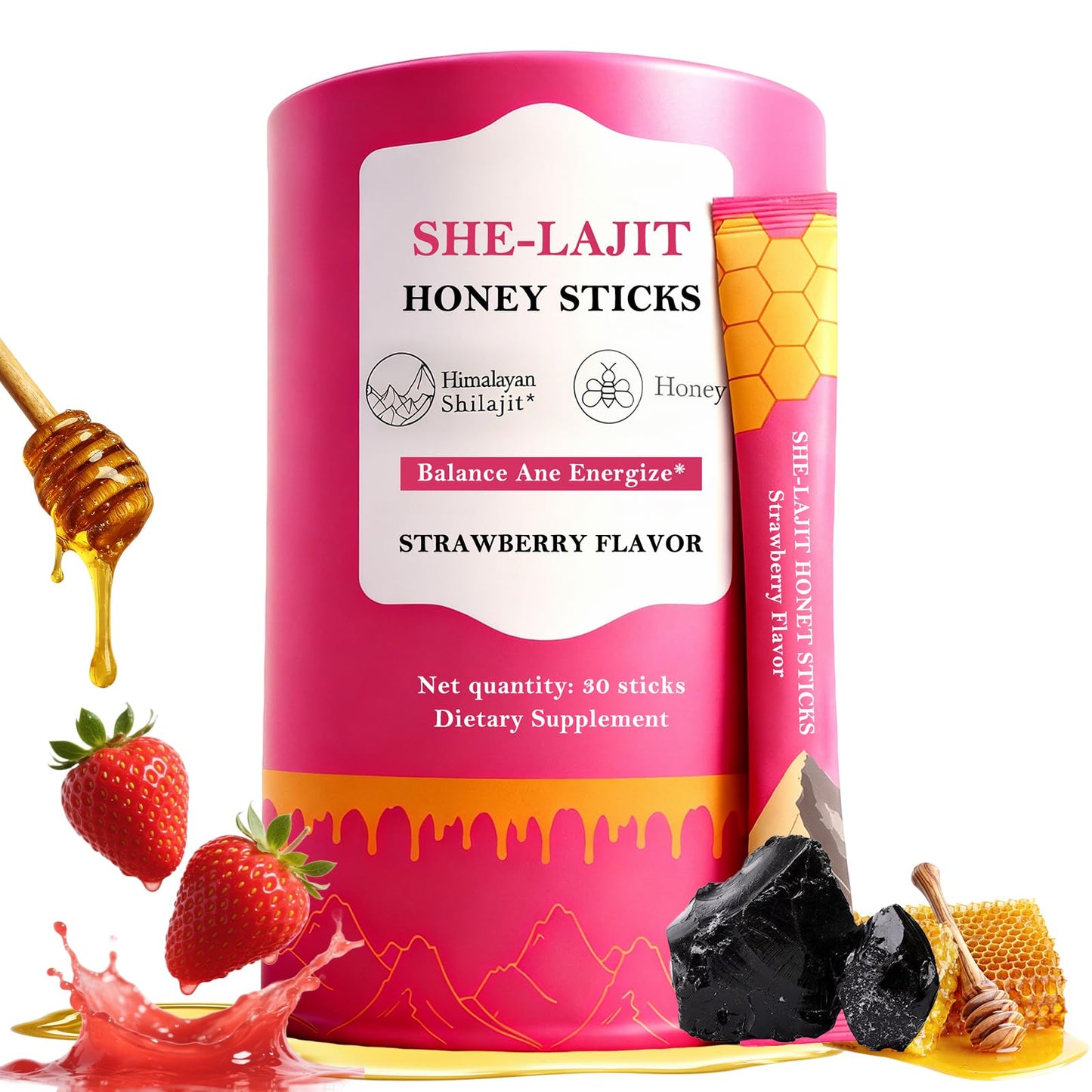 Marinix Shilajit Honey Sticks Gummy, 30 Sticks