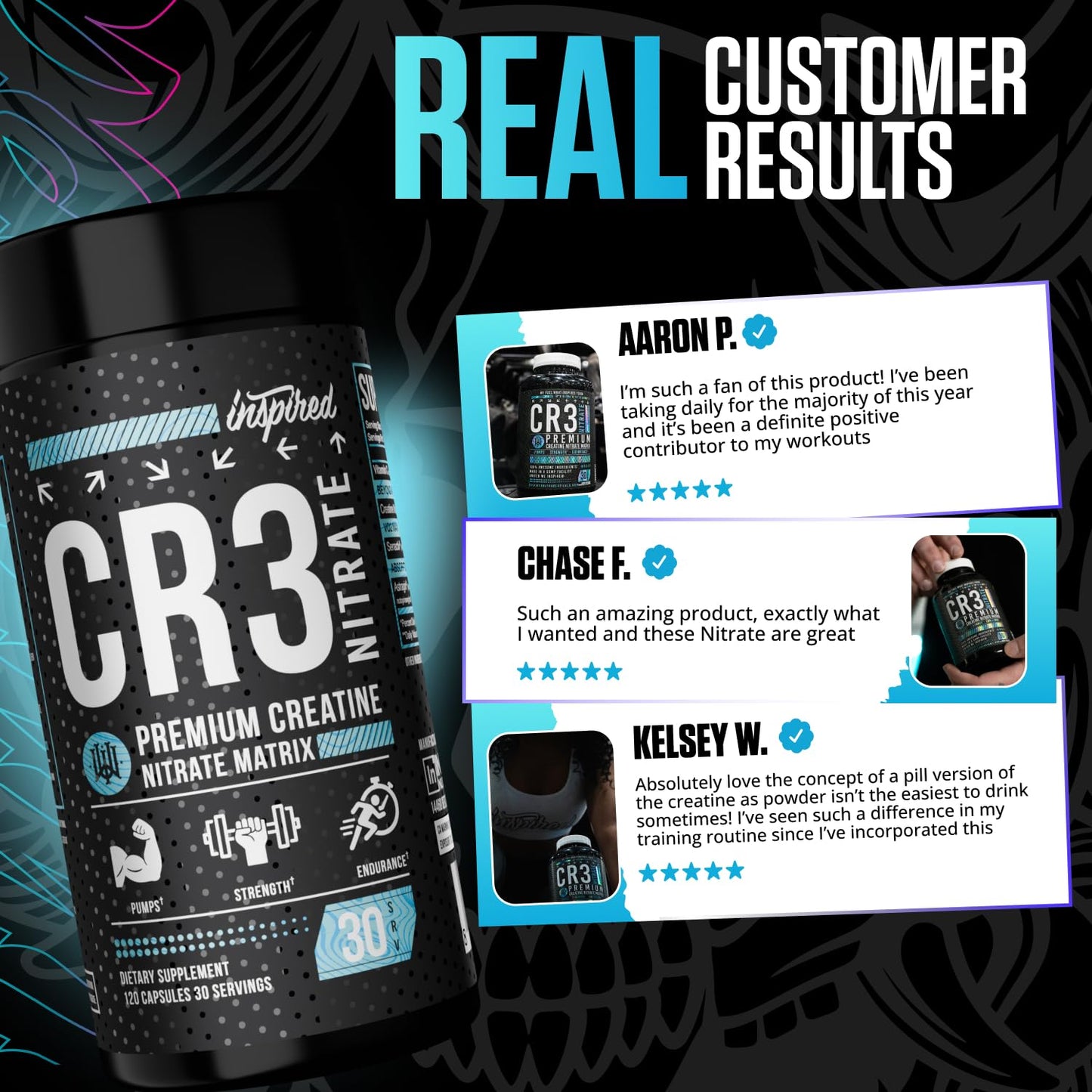 Inspired Nutraceuticals CR3 Creatine 120 Capsules