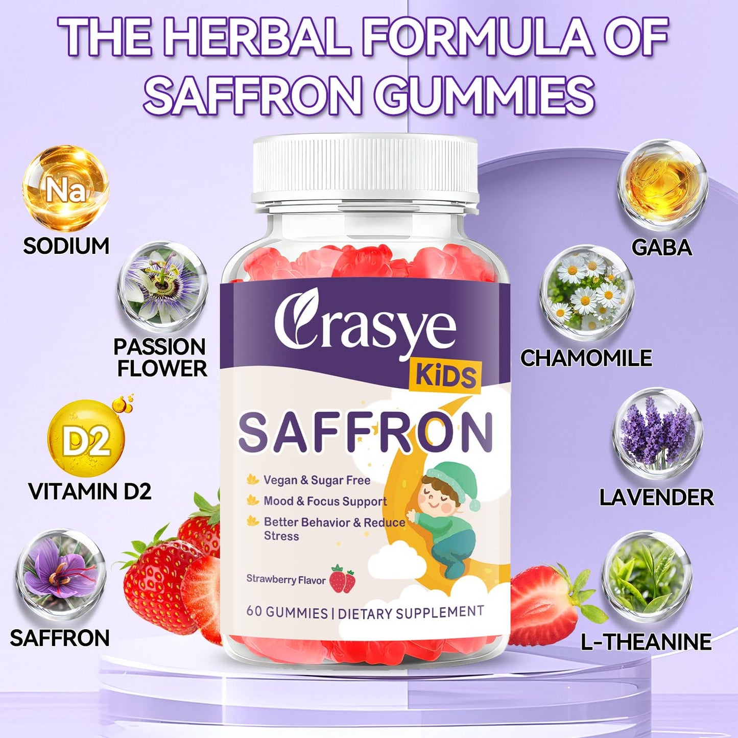 Crasye Saffron Gummies for Kids Gummy, 60