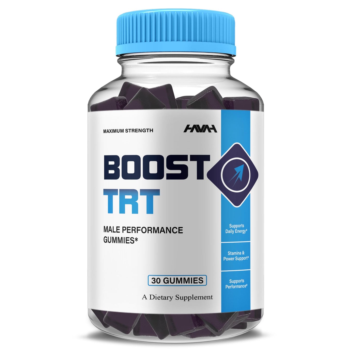 Havah Boost TRT Maximum Strength Performance Gummies, Shilajit Multivitamin Supplement, 30 Count