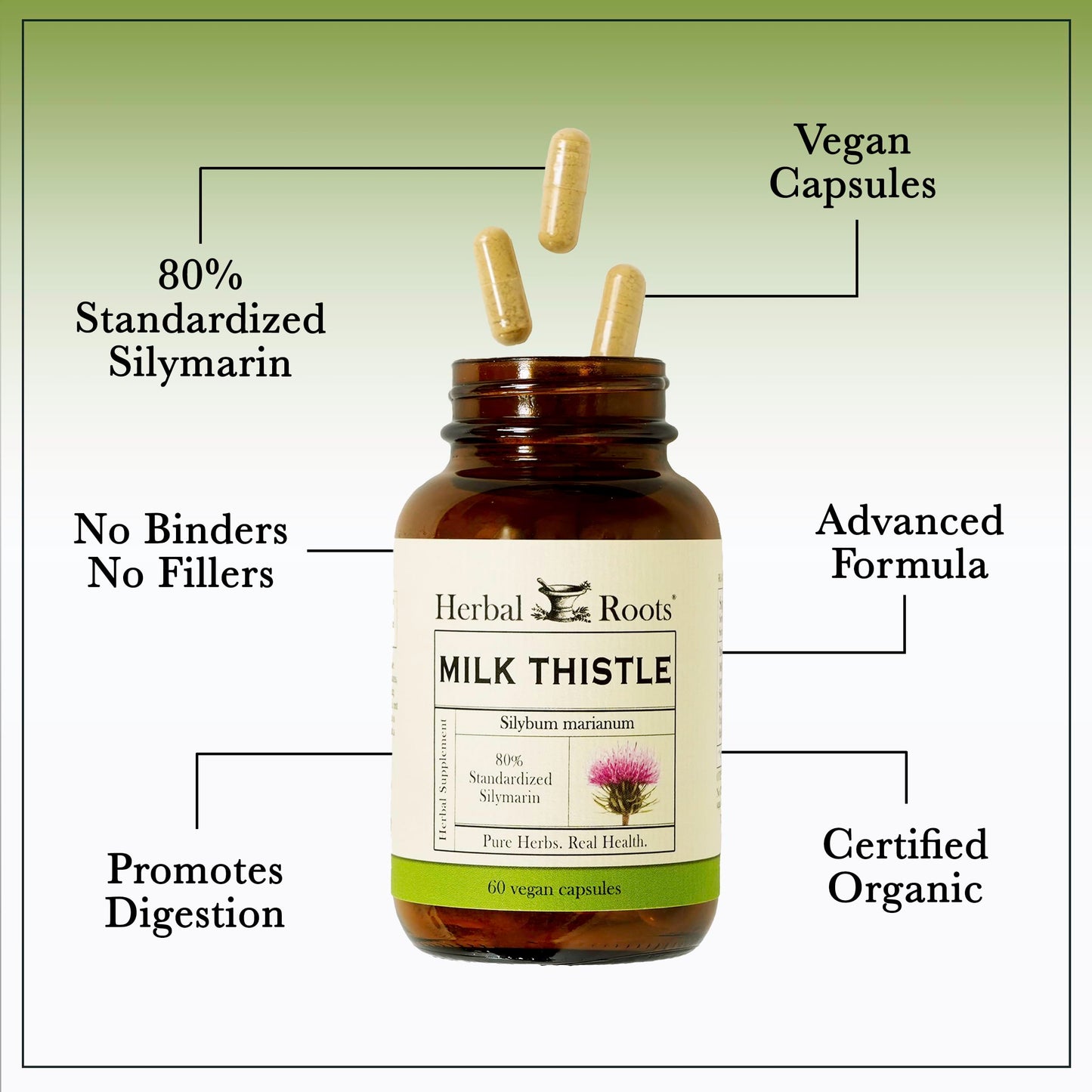 Herbal Roots Milk Thistle Capsules 60 Count