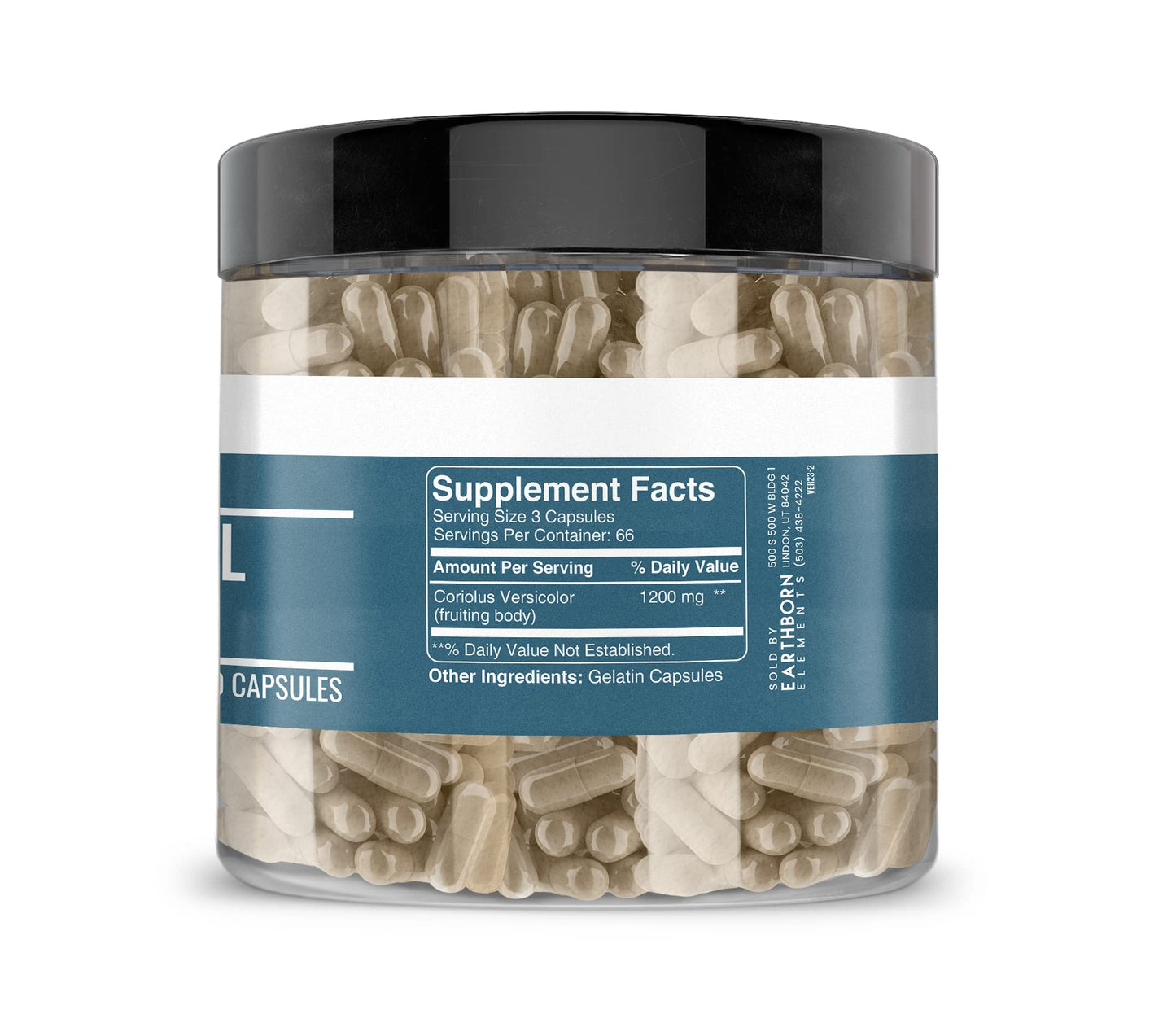 Earthborn Elements Turkey Tail Mushroom Capsule 400 Capsules