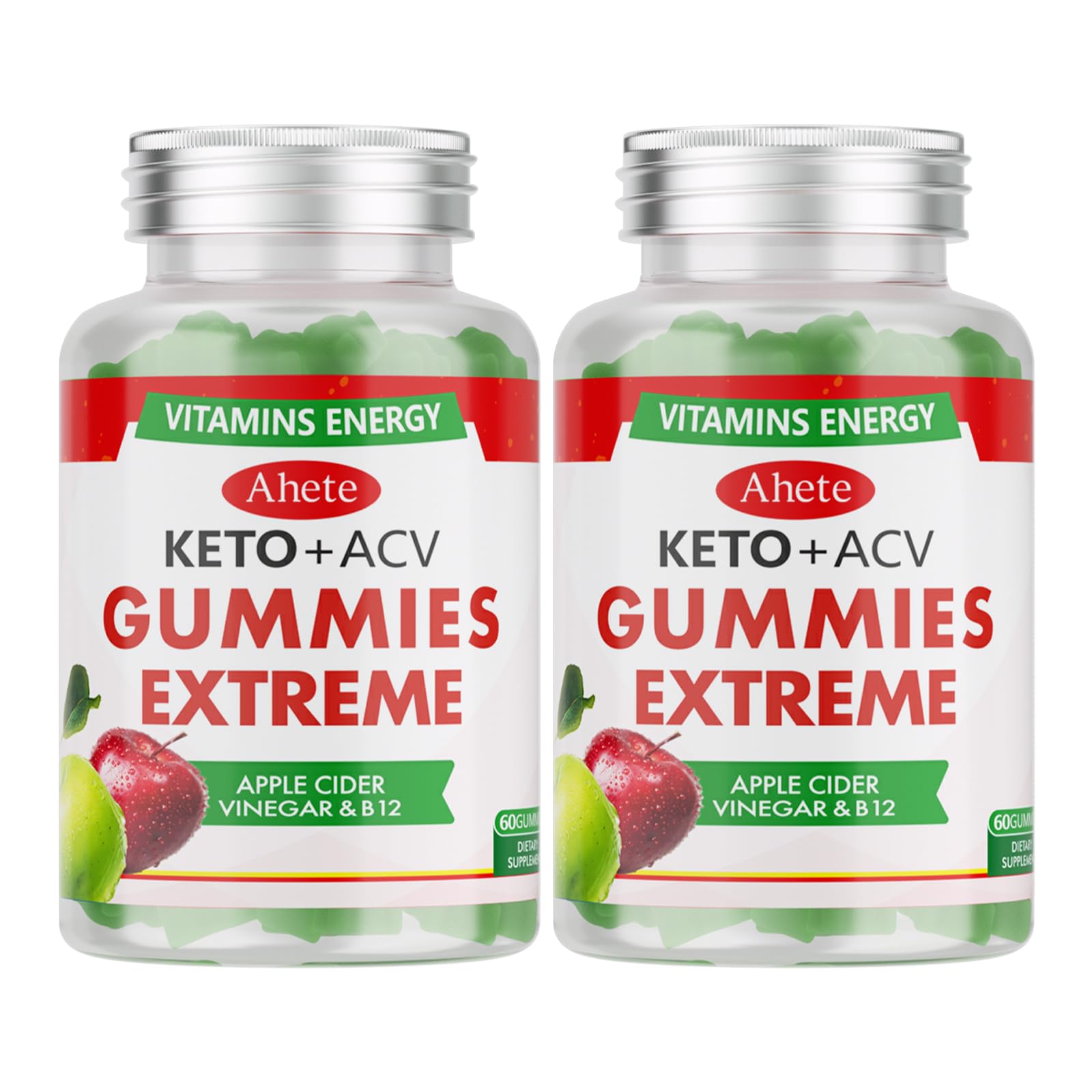Ahete Keto Apple Cider Vinegar Gummies with Vitamin B6, B12, Folate & Beet Root, Keto ACV Gummy Supports Daily Wellness & Metabolism, Natural Apple Flavor, 120 Gummies