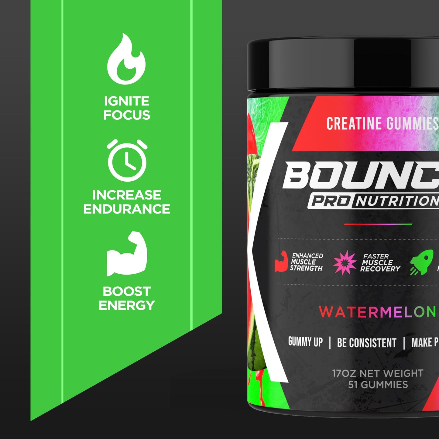 Bounce Pro Creatine Monohydrate Gummies 30 Count
