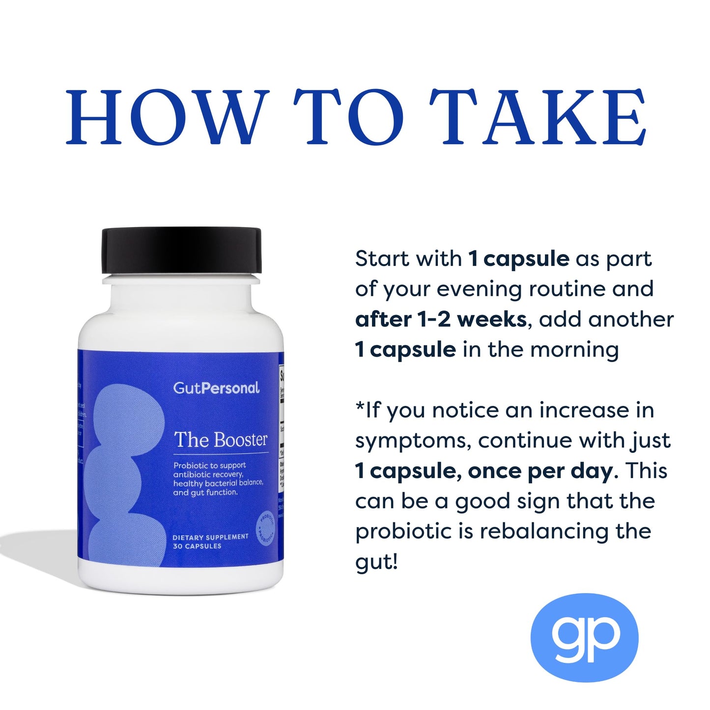 GutPersonal The Booster Targeted Probiotic for Gut Health: Boost Good Bacteria, Reduce Bad Bacteria, and Support The Immune System with 5 Billion CFU Saccharomyces Boulardii Capsules, 60 Servings, 1 Count