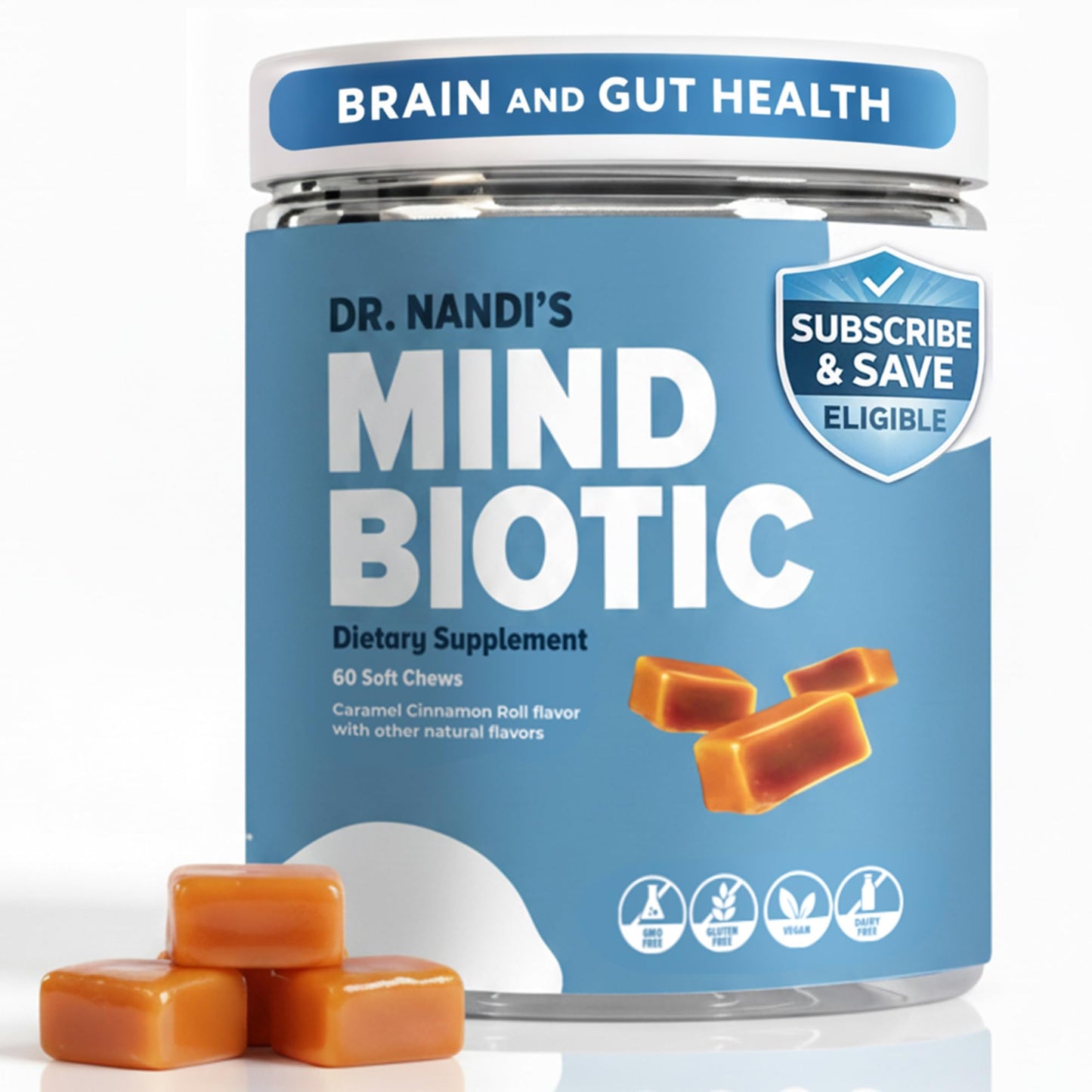 Partha Nandi, MD MindBiotic Ashwagandha KSM-66 300mg Brain & Gut Chewable 60