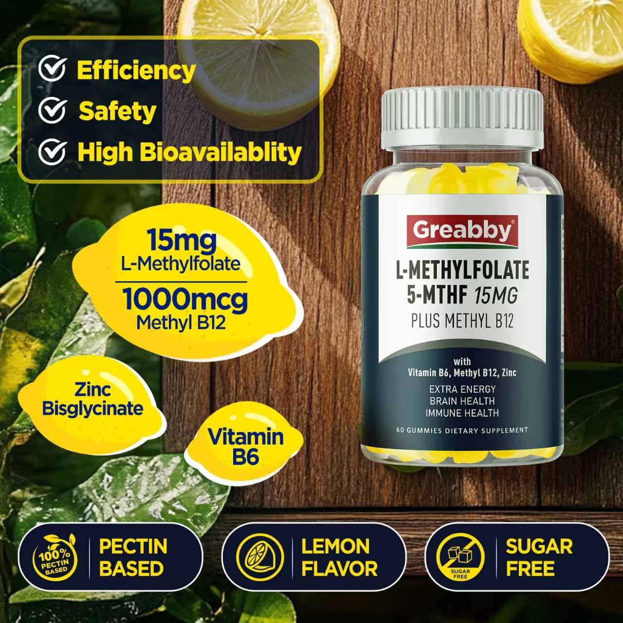 GREABBY L Methylfolate Gummies, 60 Gummies