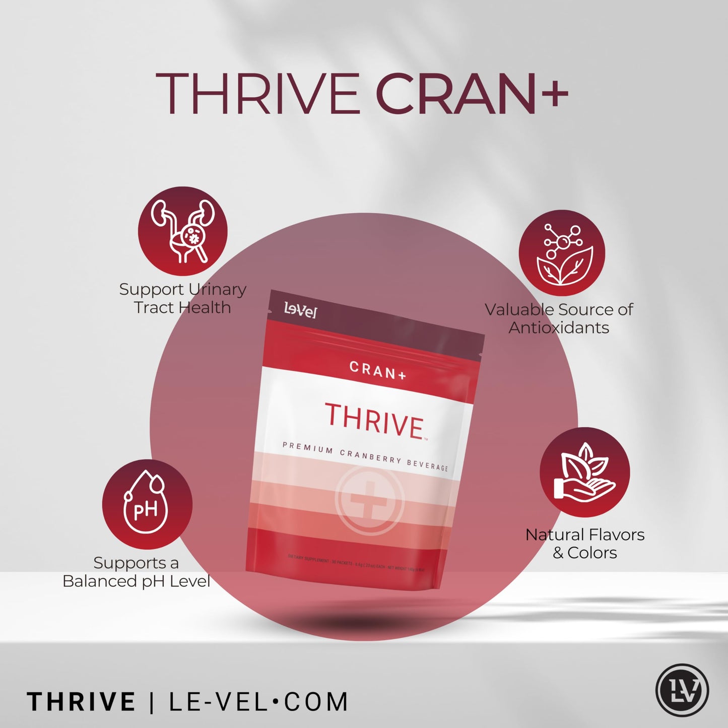 Le-Vel Thrive Cran+ Herbal Supplement Powder, 30 Packets