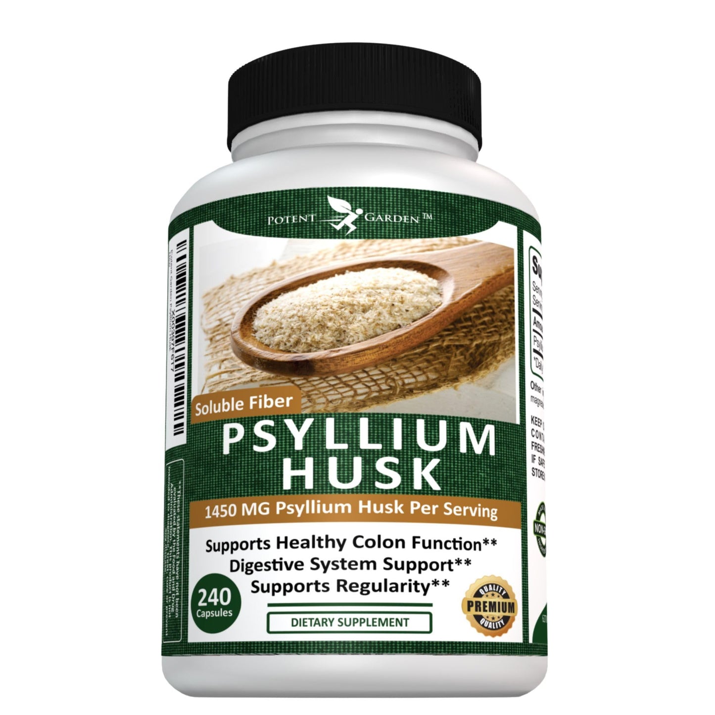 Potent Garden Psyllium Husk Capsules 240 Capsules