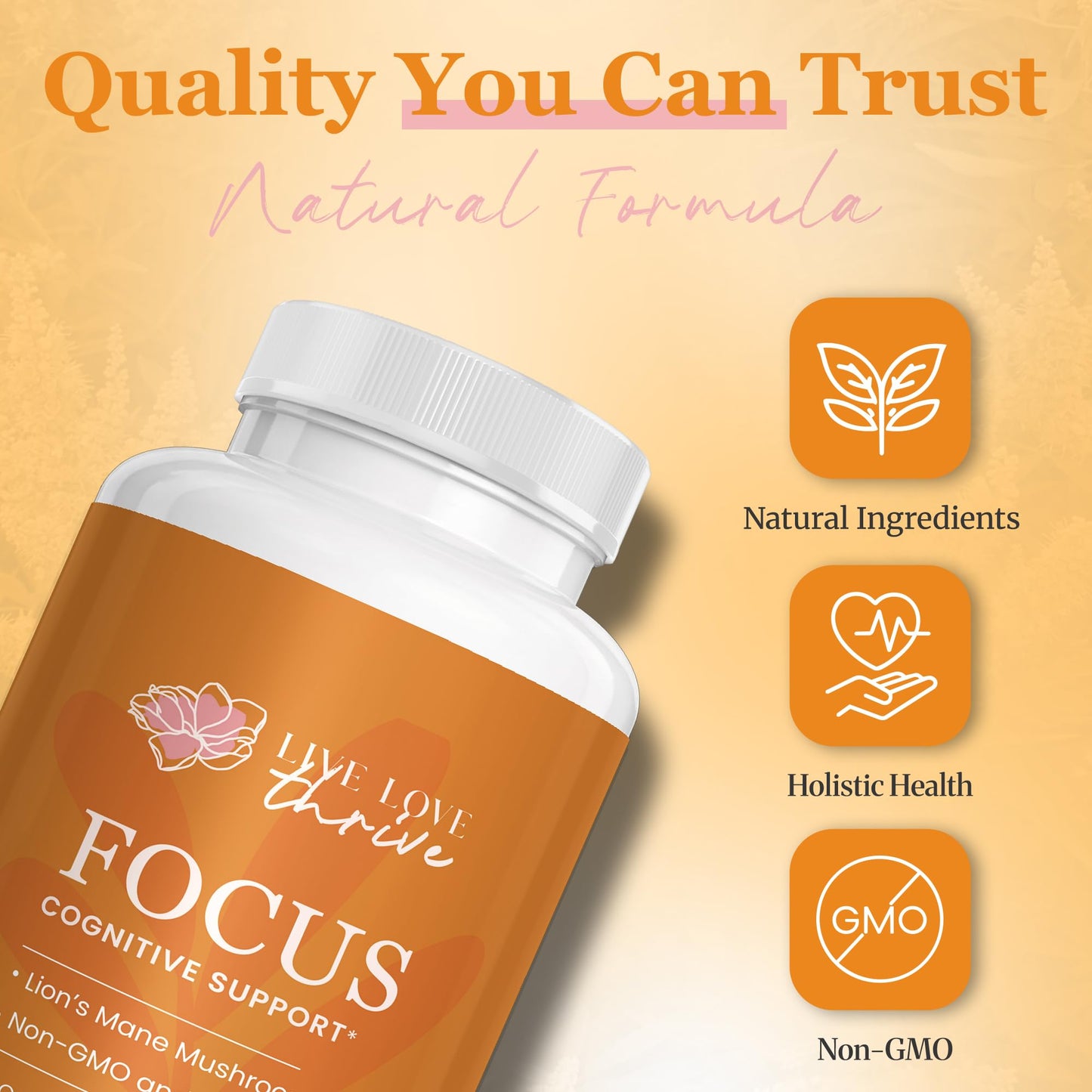 LiveLoveTHRIVE Lion's Mane Mushroom Supplement for Women Capsules, 60 Count