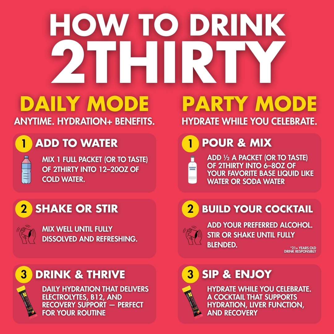 2THIRTY PRE-COVERY Hydration + Mixer DHM Alternative Electrolyte Powder Strawberry Lemonade 2.1 oz