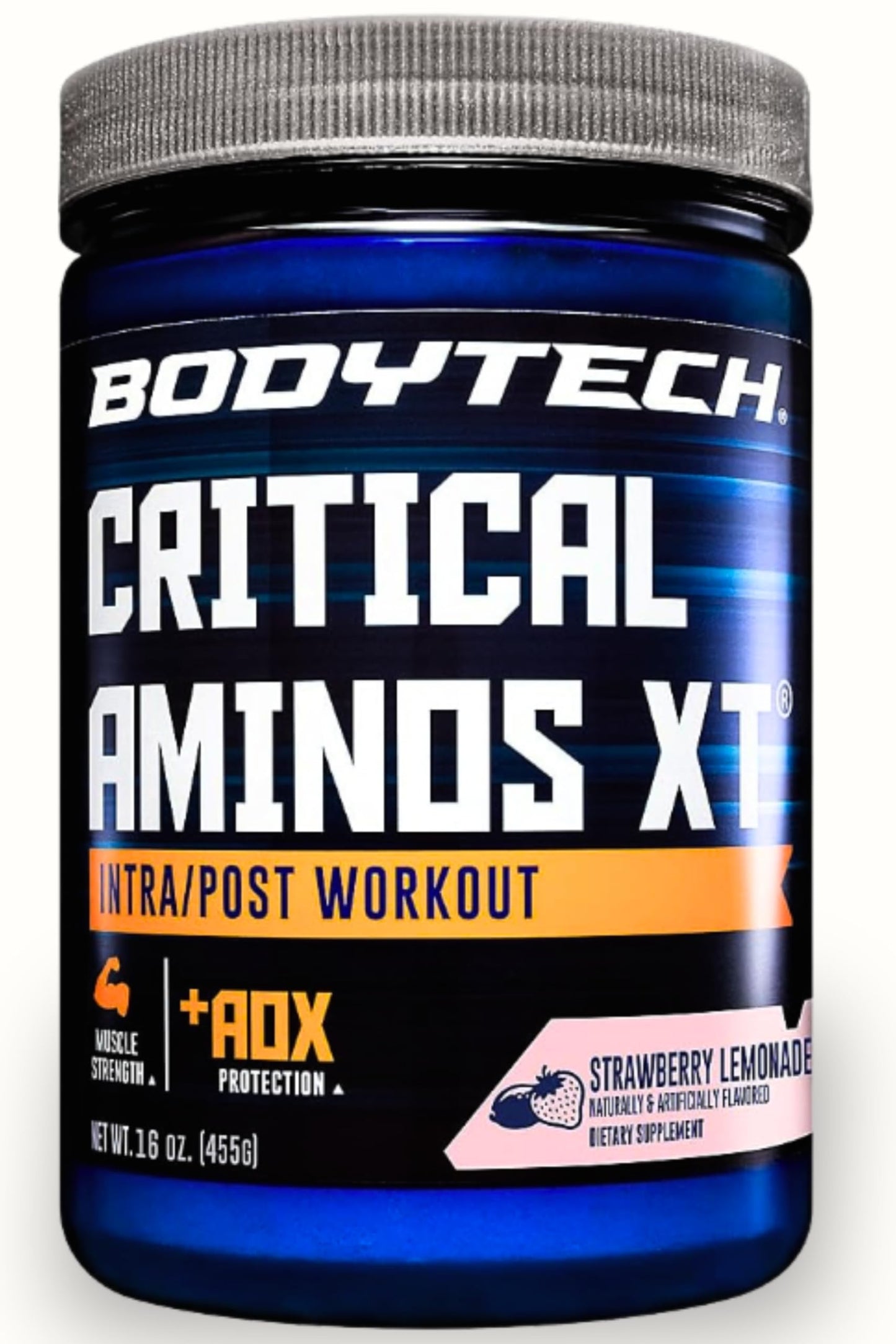 BodyTech Critical Aminos XT Amino Acid Powder with Glutamine, Citrulline & Carnitine, Strawberry Lemonade Flavor, 15.9 Oz, 45 Servings