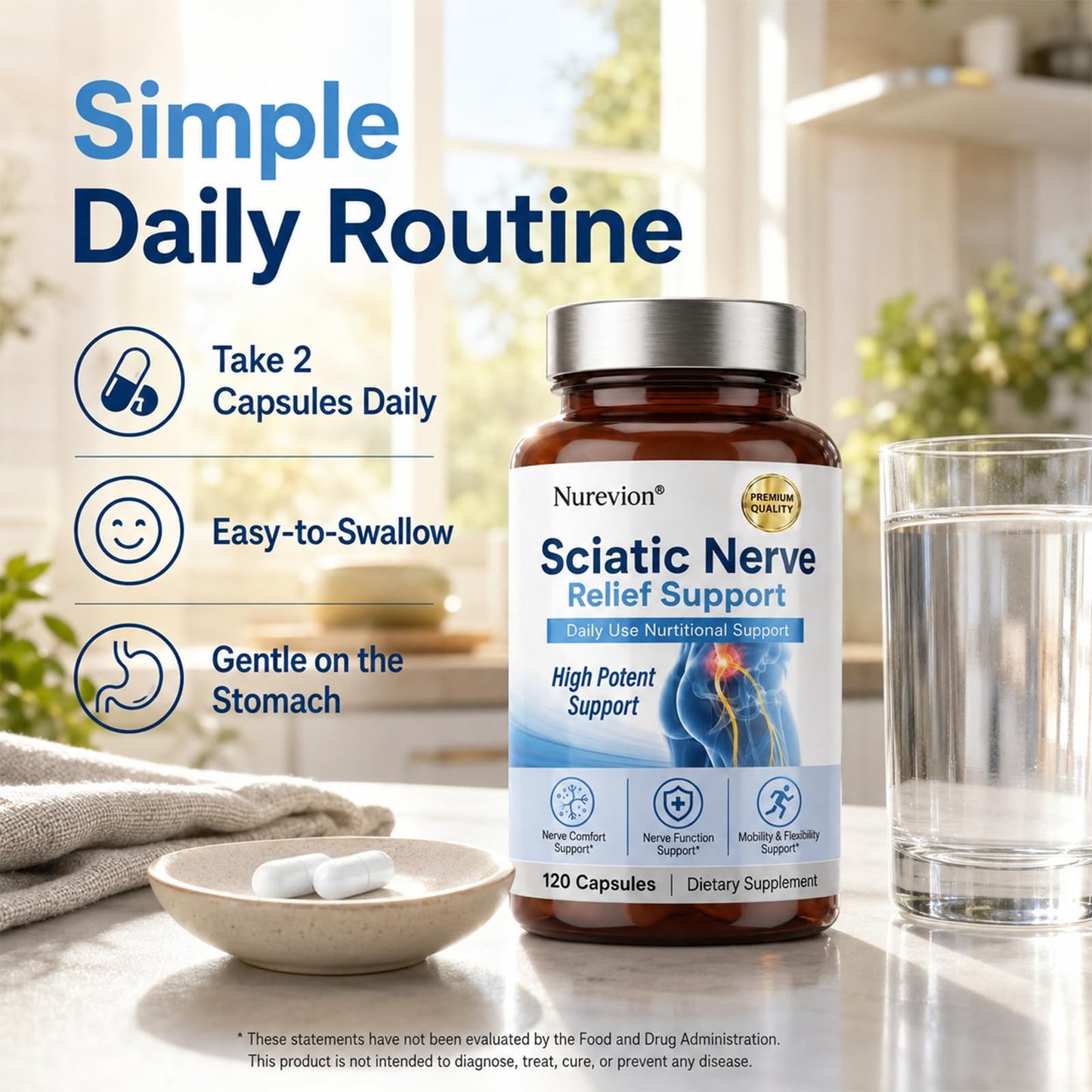 Nurevion Sciatic Nerve Relief Capsules, 120 Count