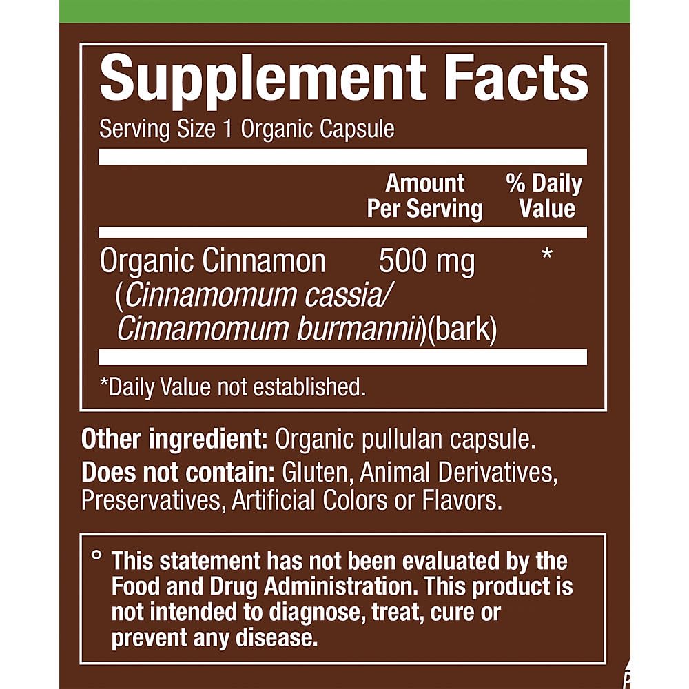 plnt Organic Cinnamon Full Spectrum Blood Sugar Support Capsules, 60 Capsules