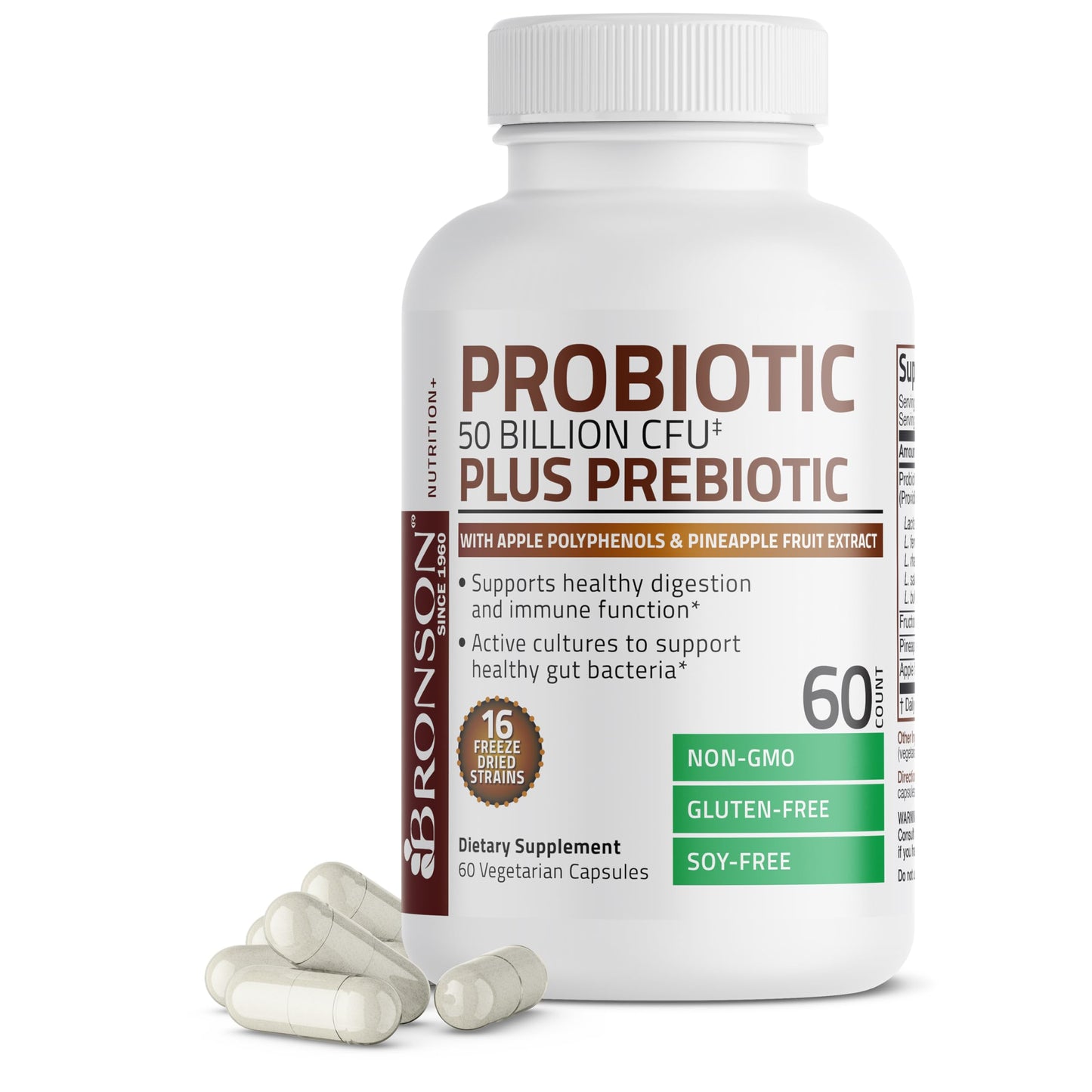 Bronson Probiotic 50 Billion CFU + Prebiotic, 60 Capsules