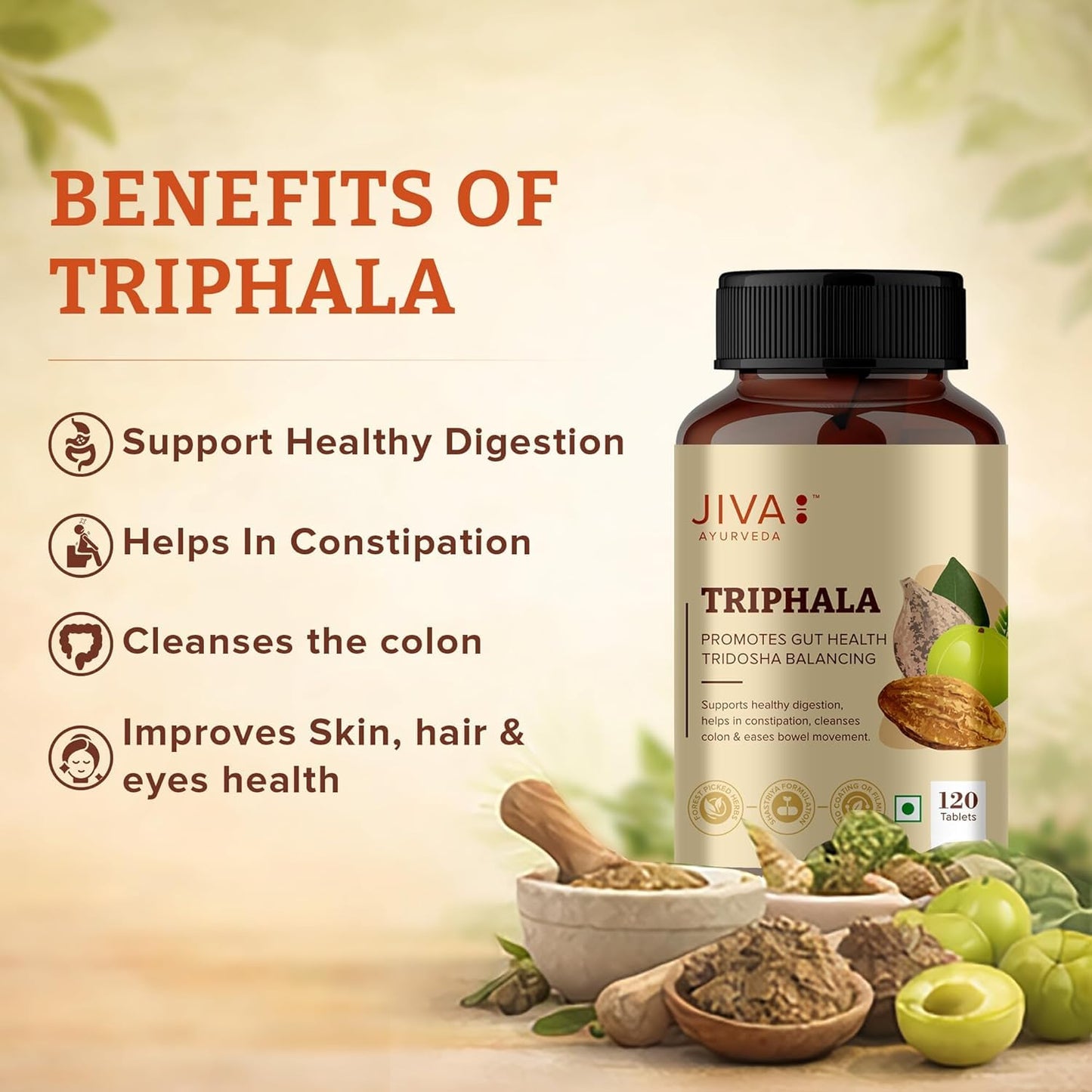 Jiva Ayurveda Triphala Tablets, 120 Count