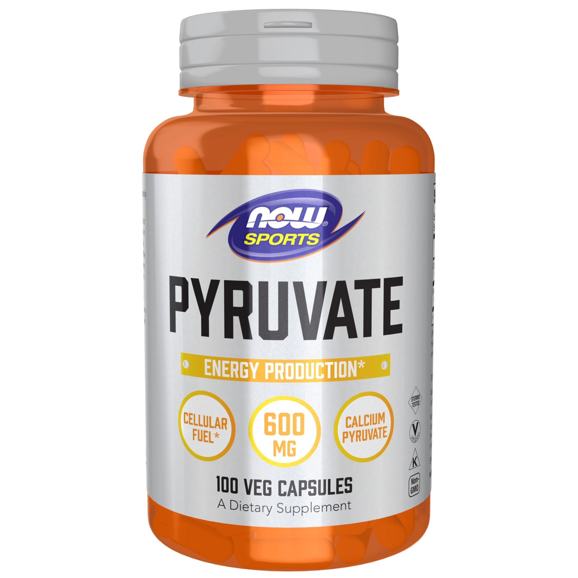 NOW Foods Pyruvate (Pyruvic Acid) 600 mg Energy Production*, Veg Capsules, 100