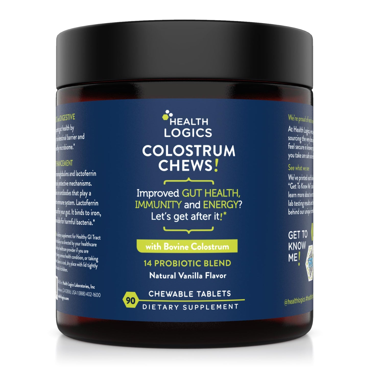 Health Logics Colostrum Chewable 25% IgG Vanilla Flavor, 90 Count