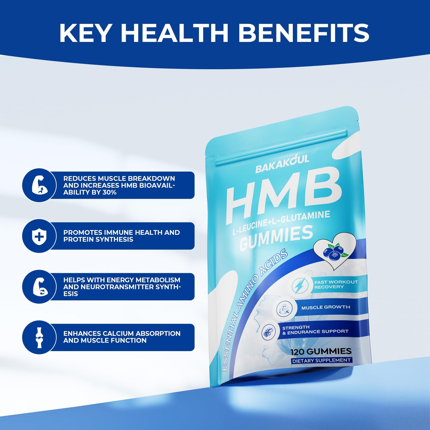 BAKAKOUL HMB and L-Leucine Gummies 600 Count