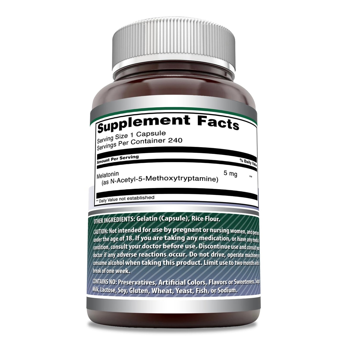 Amazing Nutrition Melatonin Supplement 5 mg per serving, 240 Capsules