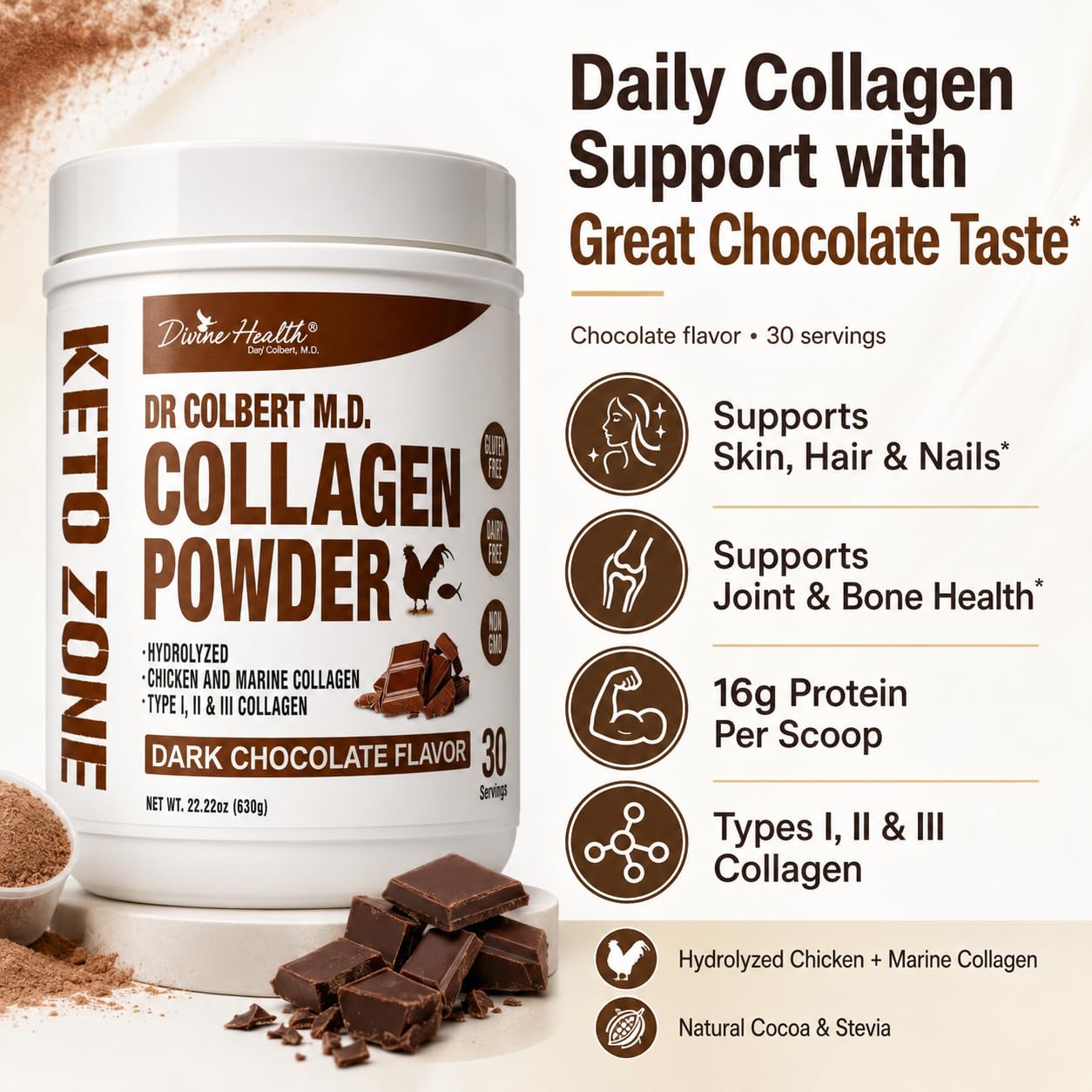 Divine Health Hydrolyzed Collagen Powder 22.22 oz
