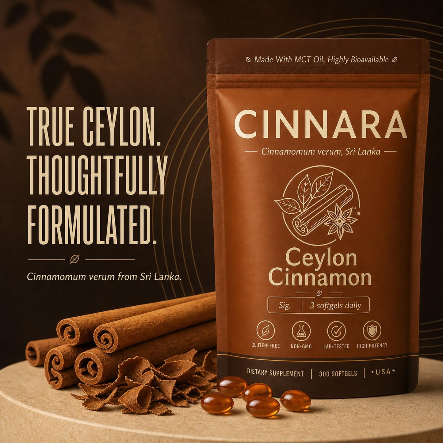 Fari Hair Cinnara Ceylon Cinnamon With MCT Oil Daily Supplement Softgel 300