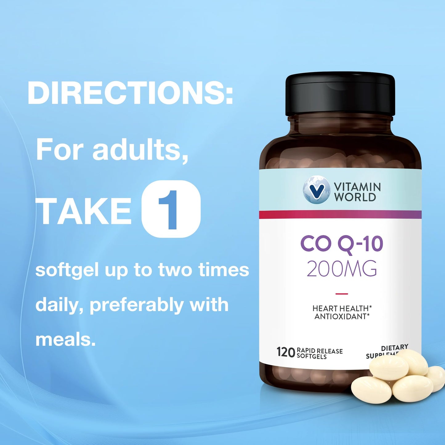 Vitamin World CoQ10 200 mg Softgels, 120 Softgels