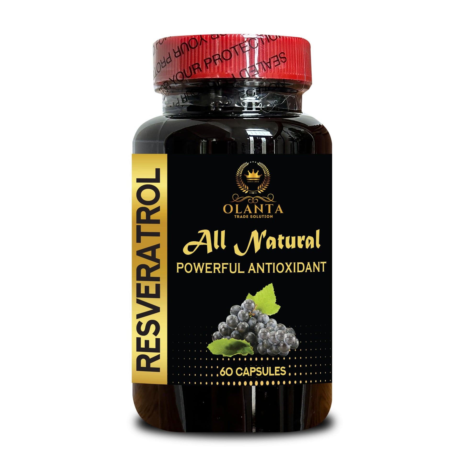 OLANTA TRADE SOLUTION Resveratrol Extract with Red Wine Extract, Trans-Resveratrol Antioxidant Supplement, 60 Capsules