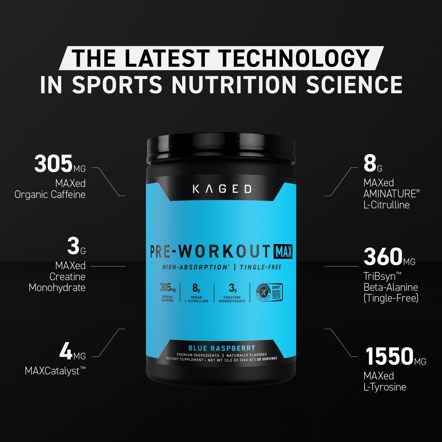 Kaged Pre Workout MAX Powder 12.42 Ounce