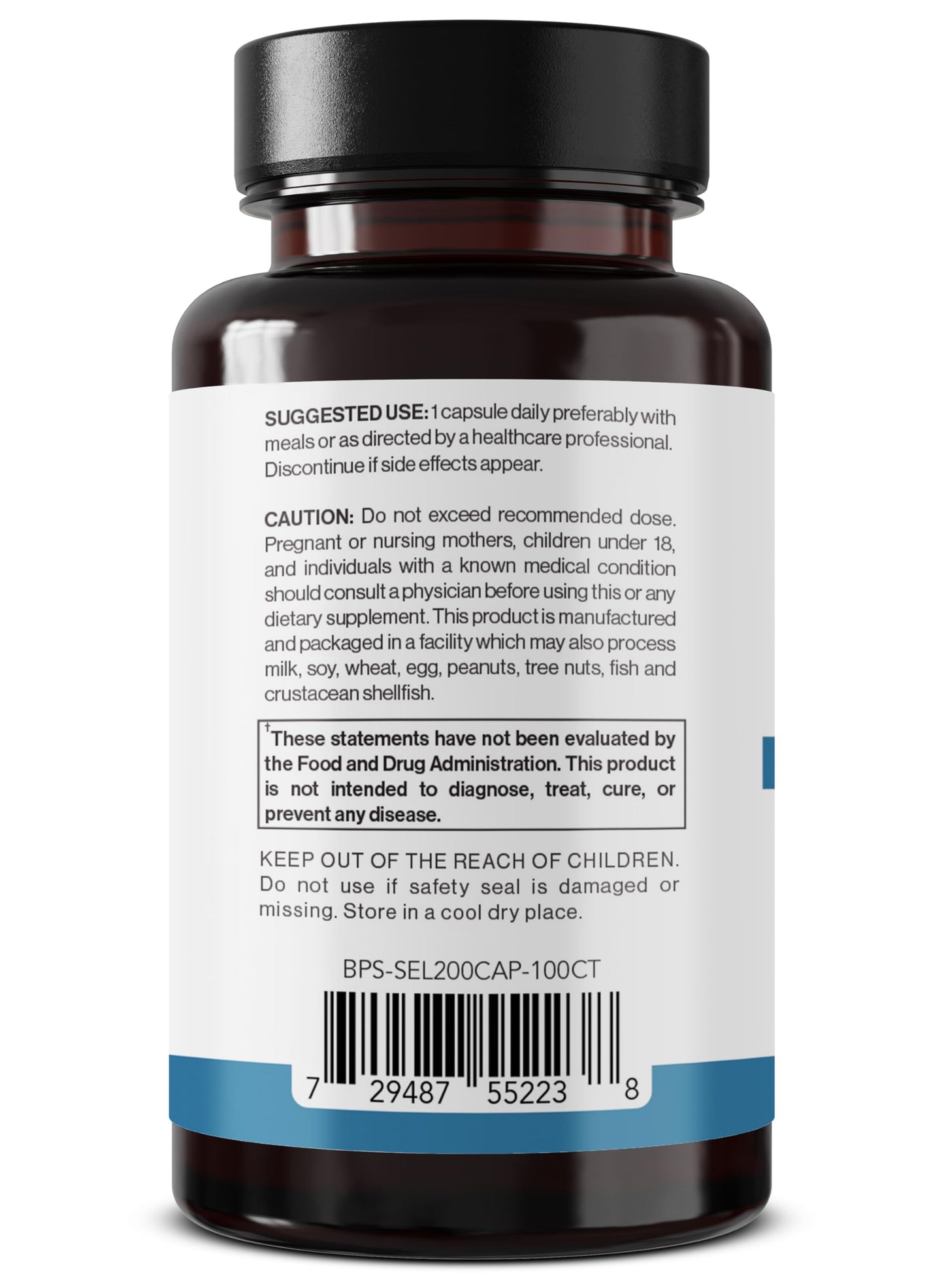 Better Place Organics Selenium Capsules, 200mcg, 100 Count
