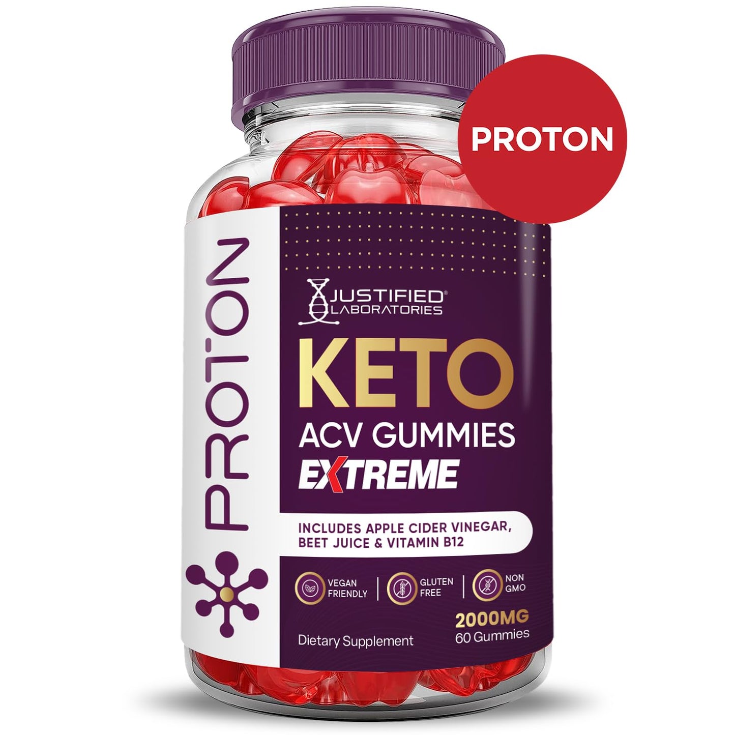 Justified Laboratories Proton Keto ACV Gummies Extreme Gummy 60 Count
