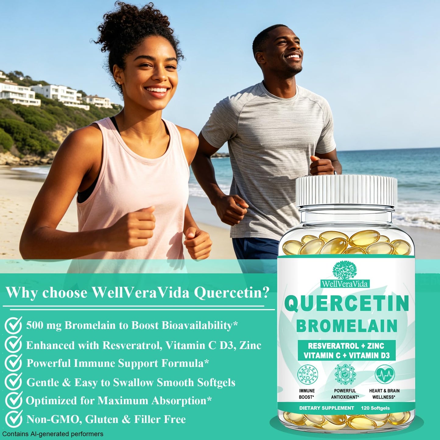 WellVeraVida Quercetin with Bromelain Softgel 2 Count