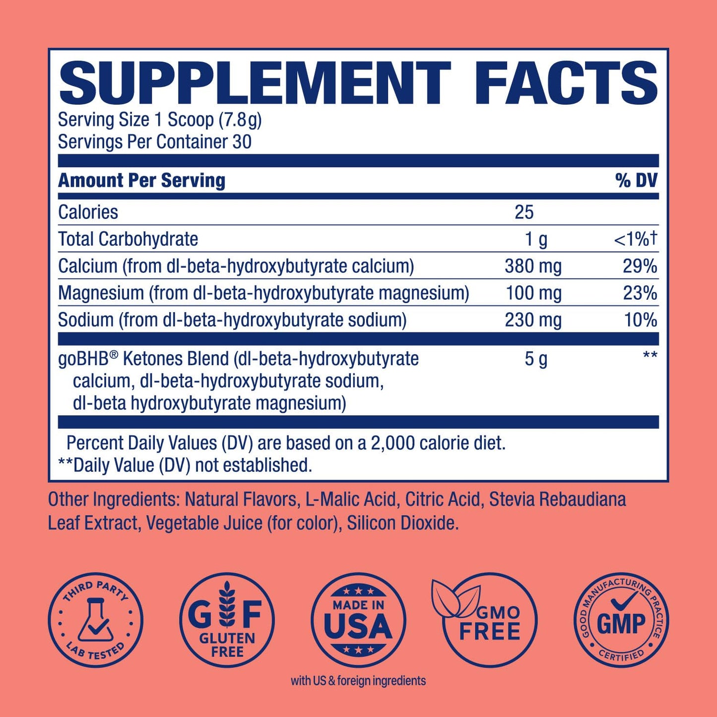 Real Ketones BHB Exogenous Ketones Energy Powder Sugar Free Electrolyte Powder with 4 Main Fasting Electrolytes & Hydrating Patented BHB Ketones for Energy & Focus, 8.3 Ounce