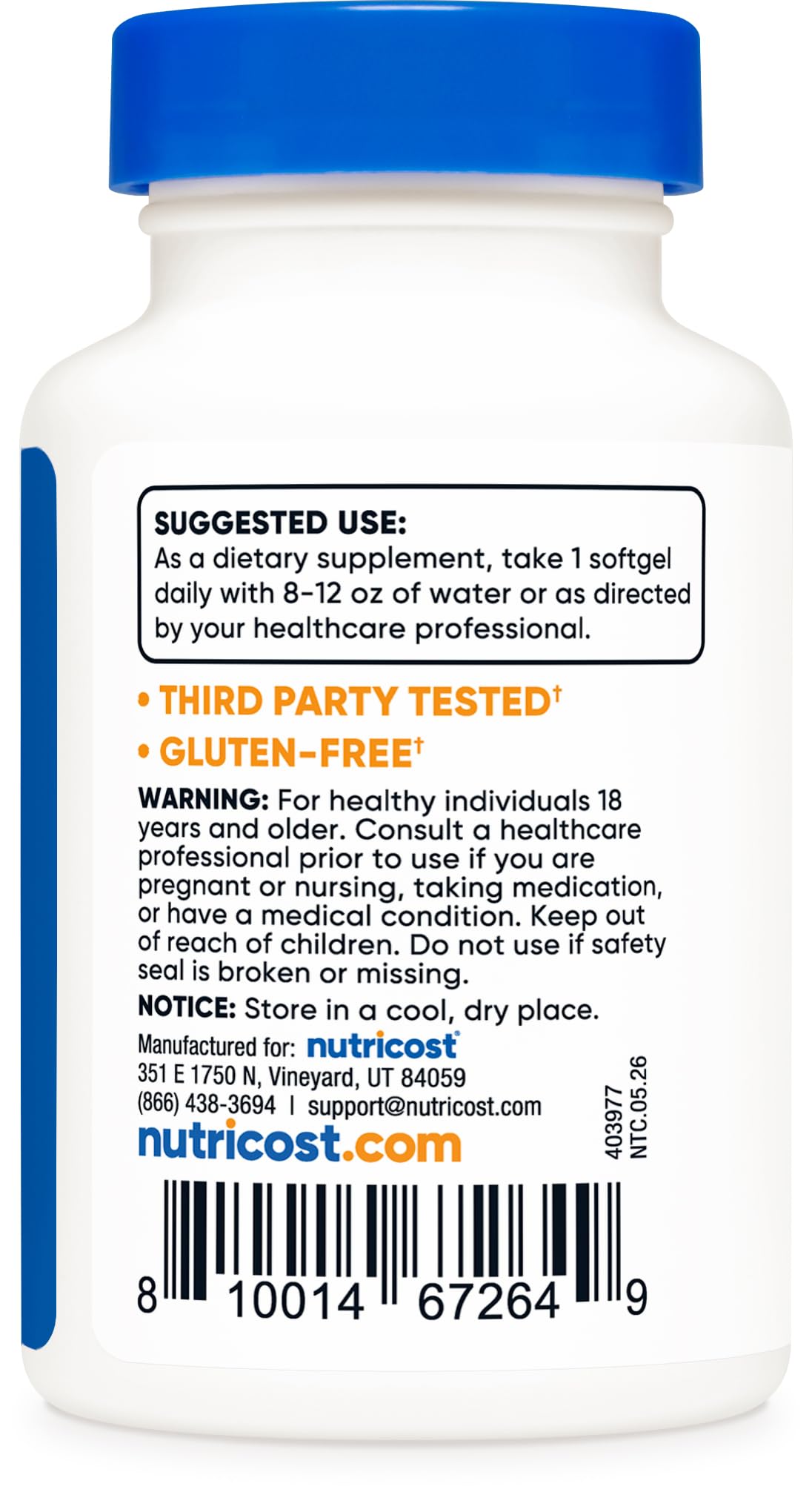 Nutricost Vitamin K2 MK-7 100 mcg Softgel, 240 Softgels