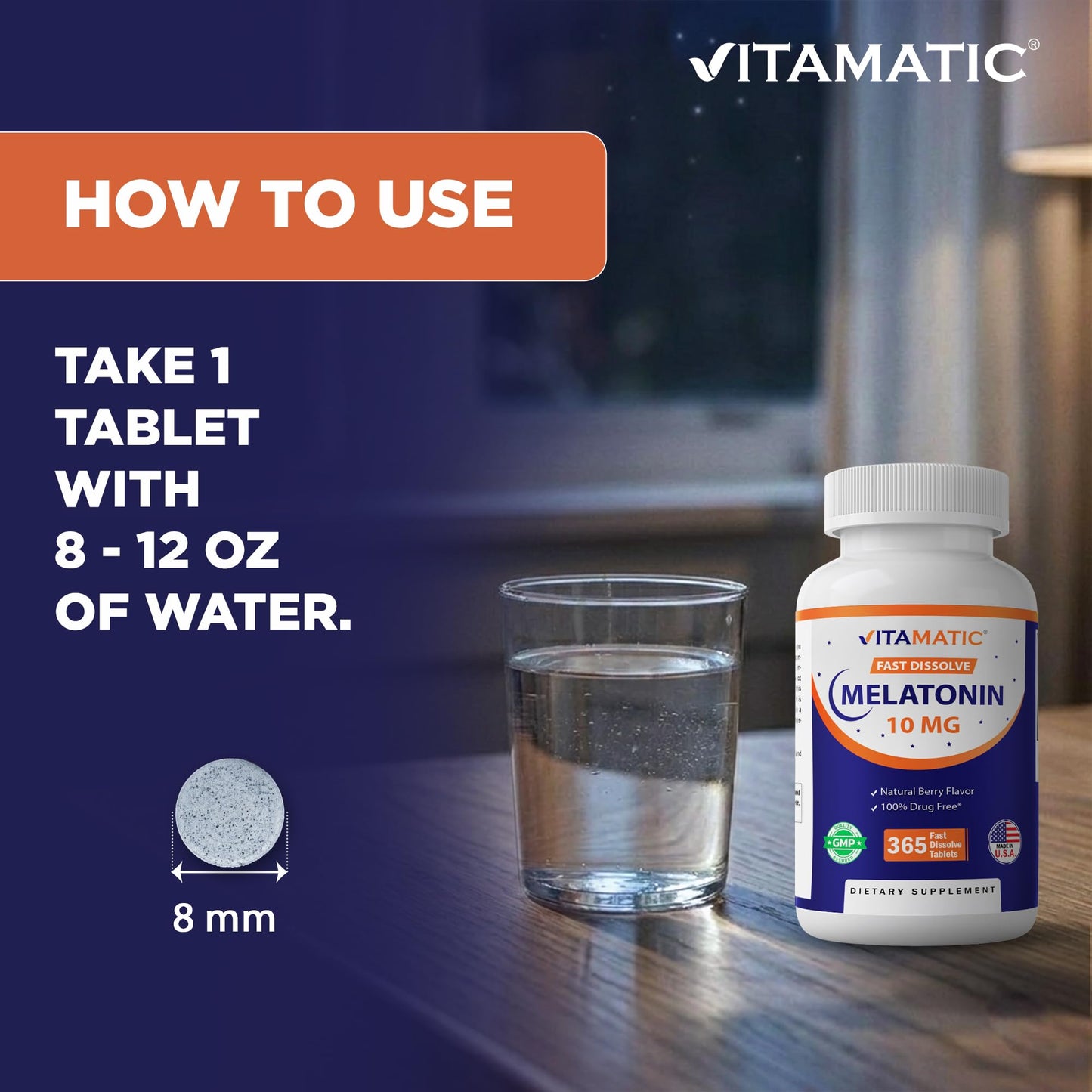 Vitamatic Melatonin 10 mg Tablets 730 Count