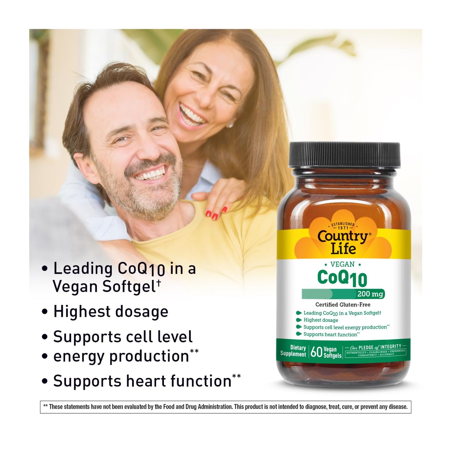 Country Life Simply CoQ10 200mg Softgels, 60 Count