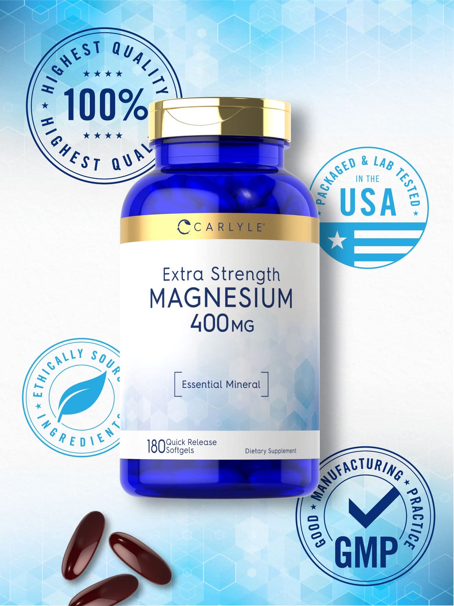 Carlyle Magnesium Oxide 400mg Softgels 180 Count