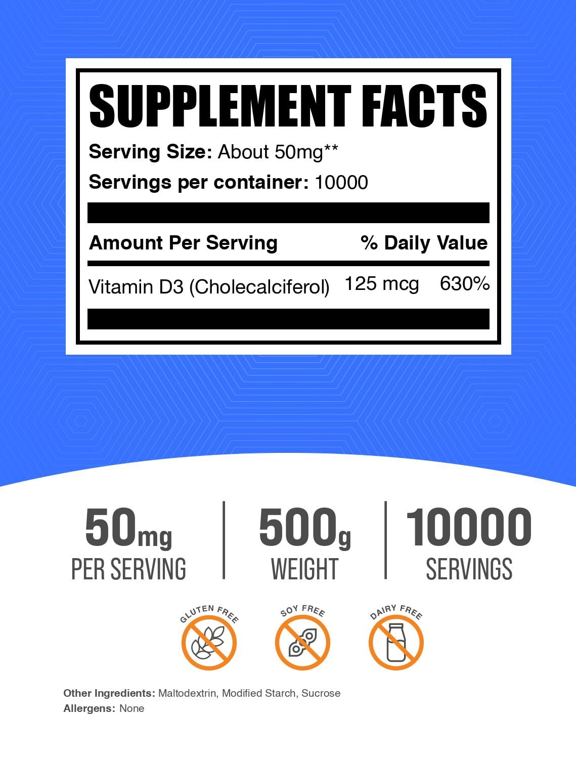 BulkSupplements Vitamin D3 Powder 17.5 oz