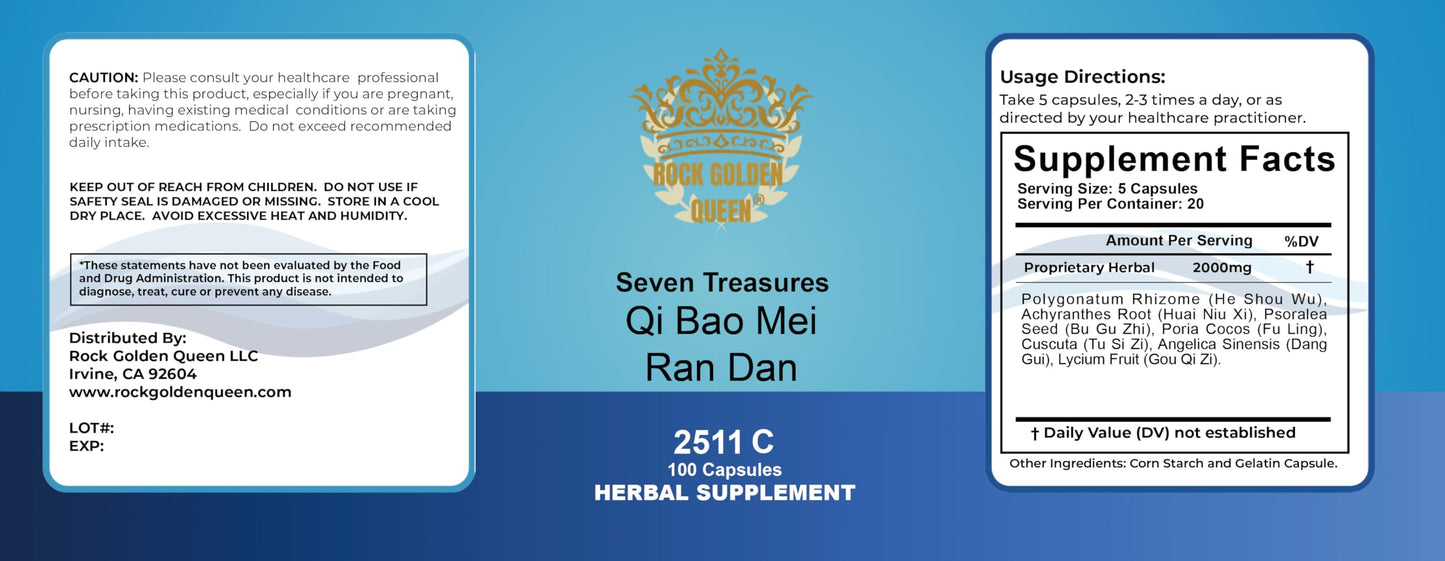 Rock Golden Queen Qi Bao Mei Ran Dan/Seven Treasures Decoction 100 Capsules