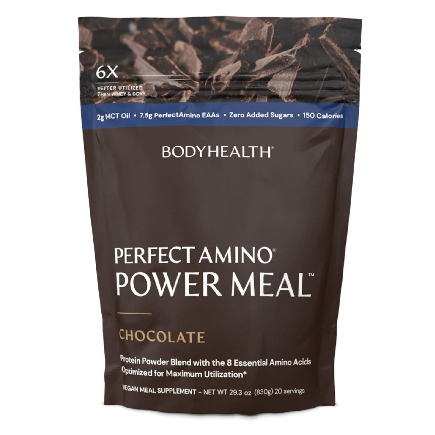 BodyHealth PerfectAmino Power Meal Shake Powder Dark Chocolate with MCT Oil, 34.15 oz