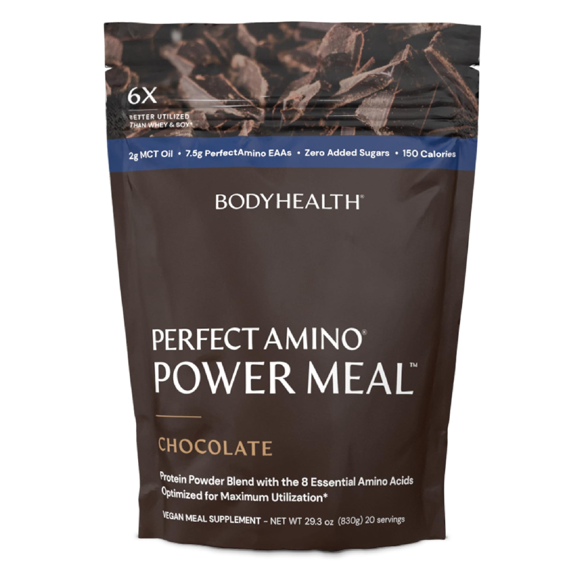 BodyHealth PerfectAmino Power Meal Shake Powder Dark Chocolate with MCT Oil, 34.15 oz