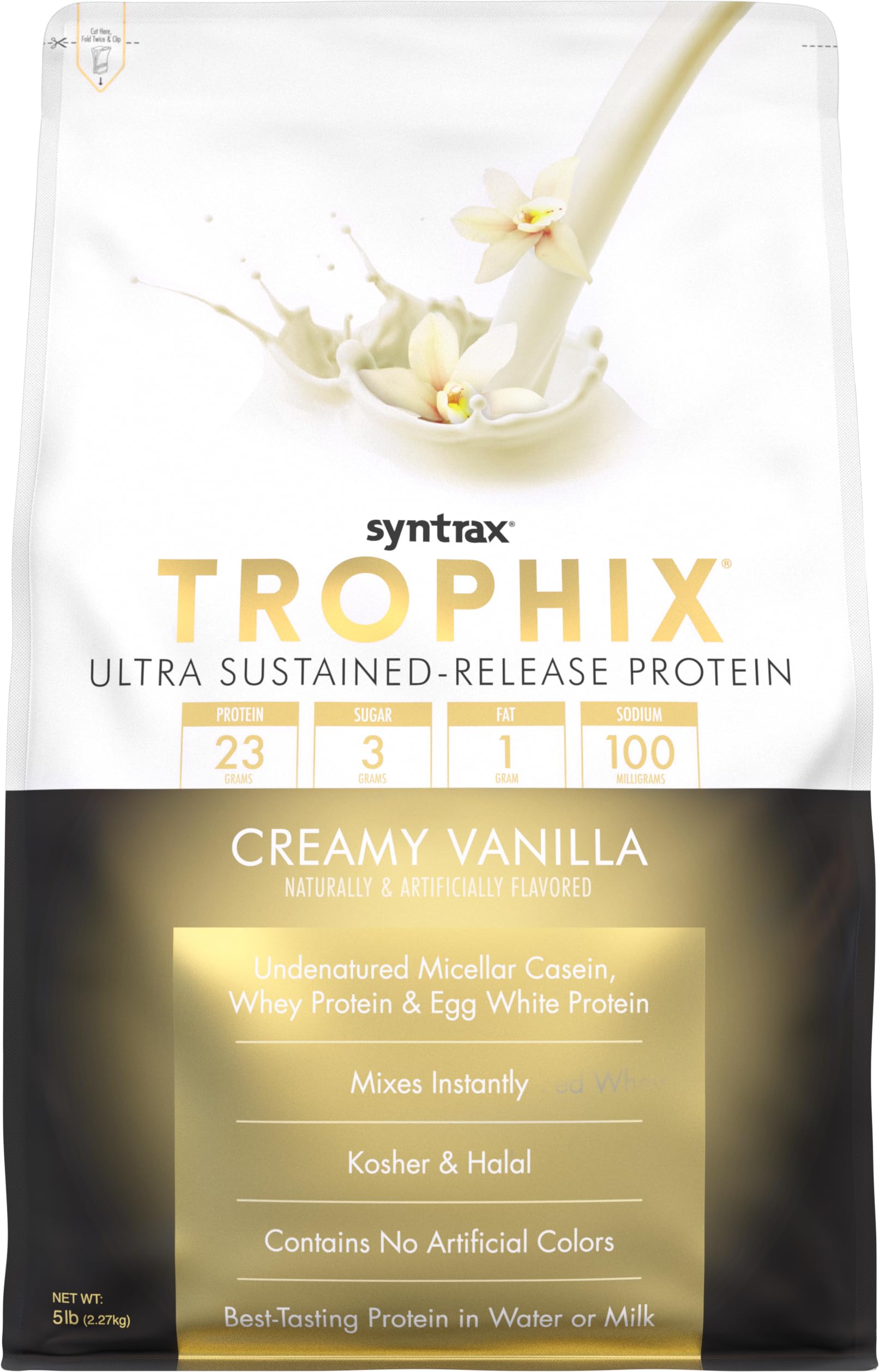 Syntrax Trophix Ultra Sustained-Release Protein Powder Blend Creamy Vanilla, 5 lb, 80 Servings