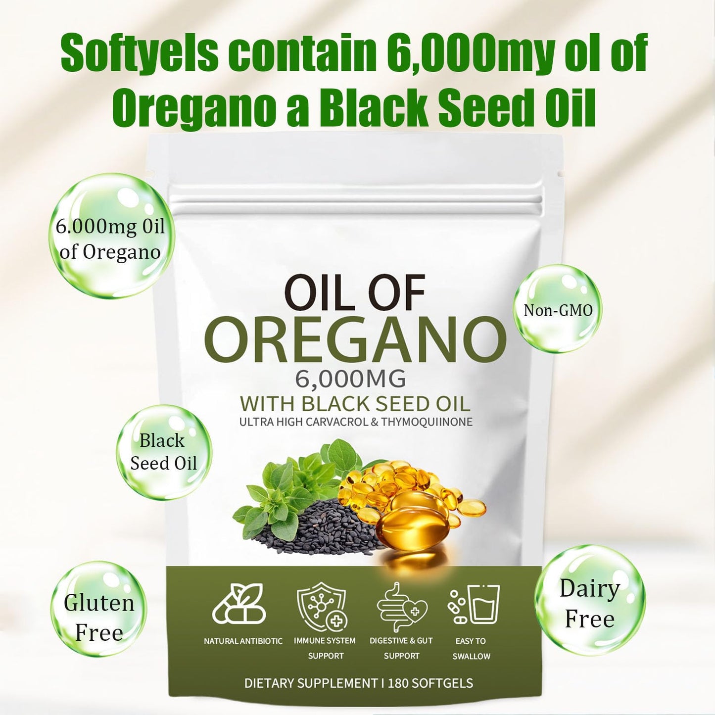 ixarco Oil of Oregano with Black Seed Oil Softgel, 1 Softgel